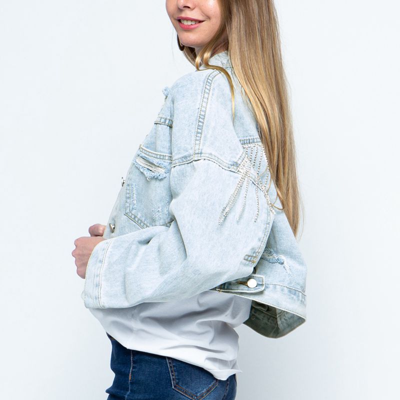 Cropped Collared Neck Dropped Shoulder Denim Jacket – Trendsi | ClozArt