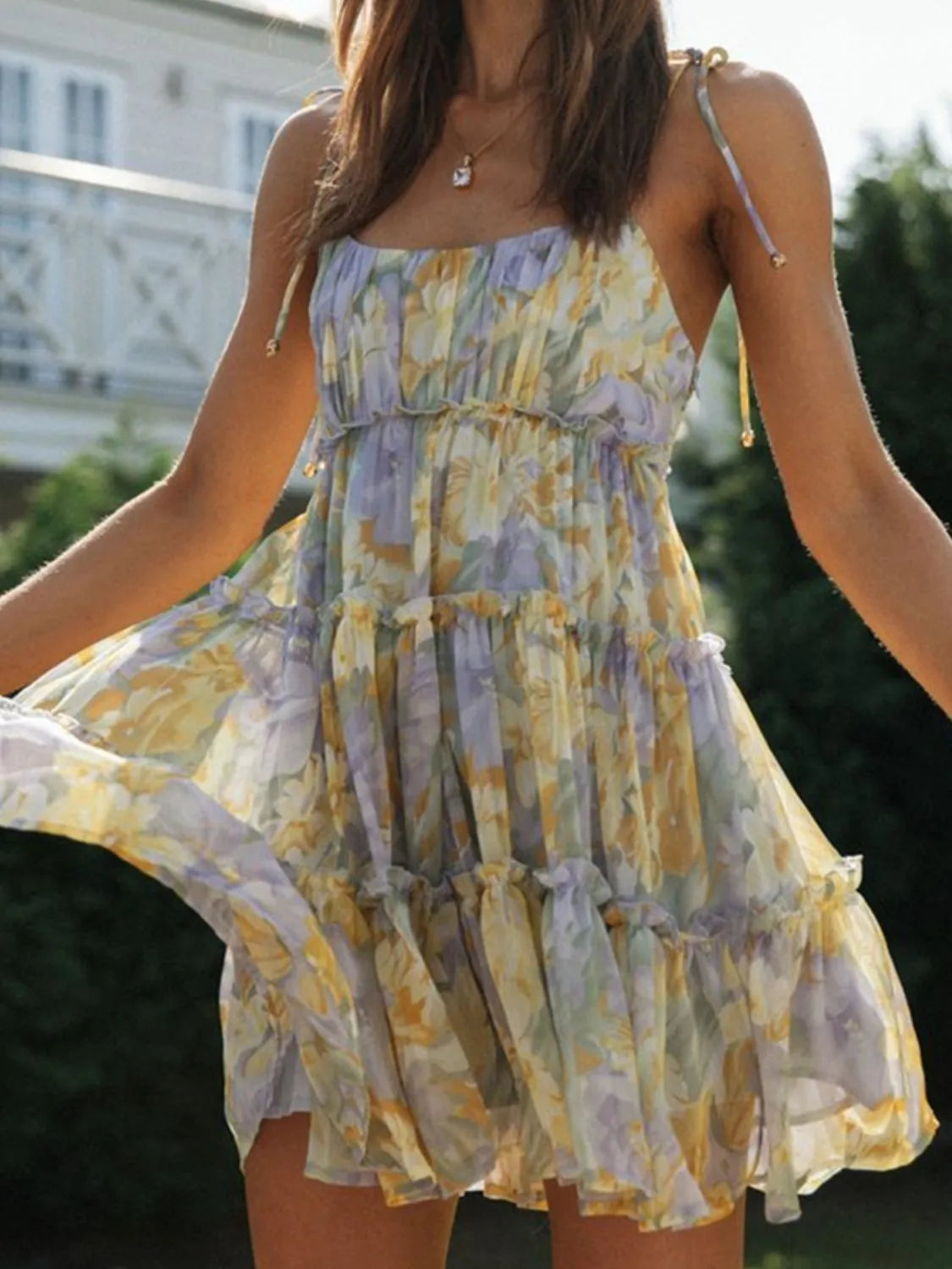 Frill Printed Square Neck Mini Cami Dress – Trendsi | ClozArt