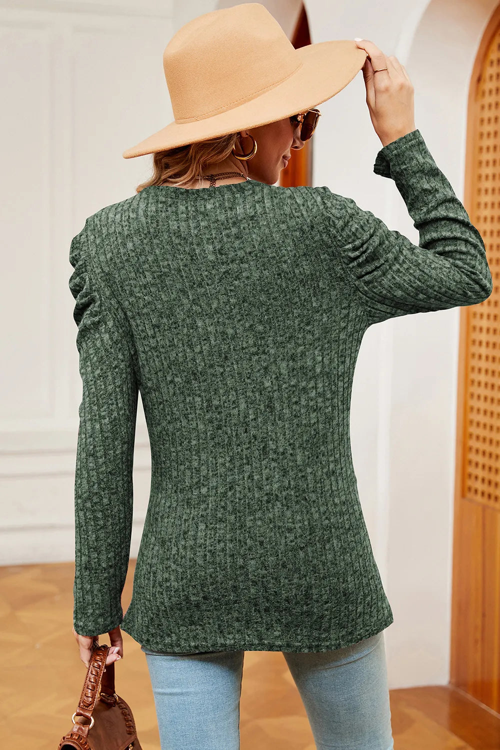 Round Neck Puff Sleeve T-Shirt – Trendsi | ClozArt