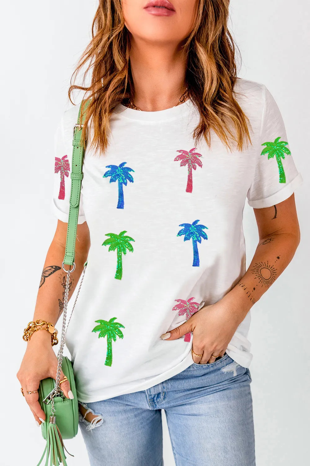 Coconut Palm Round Neck Short Sleeve T-Shirt – Trendsi | ClozArt