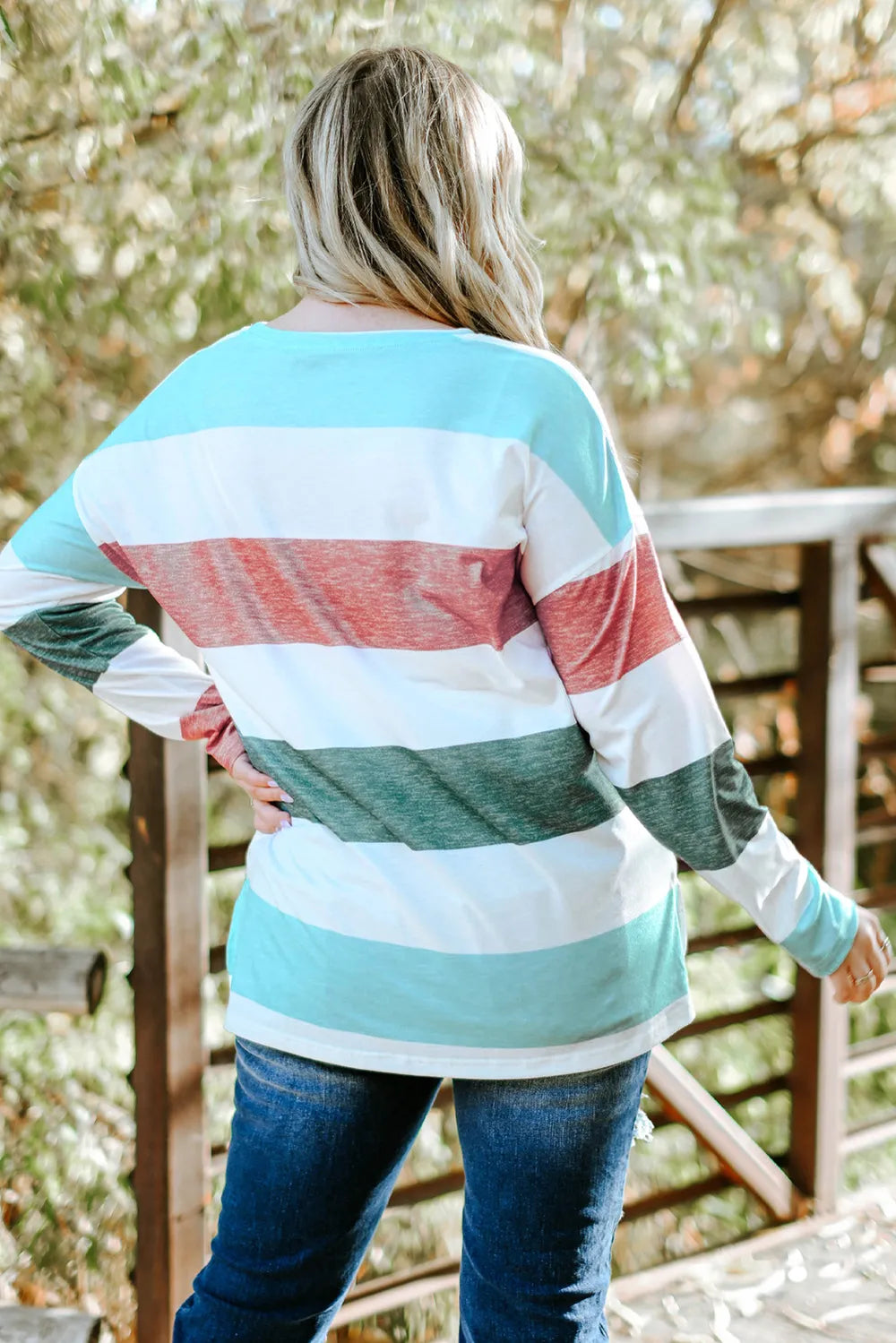 Plus Size Striped Slit Long Sleeve T-Shirt – Trendsi | ClozArt