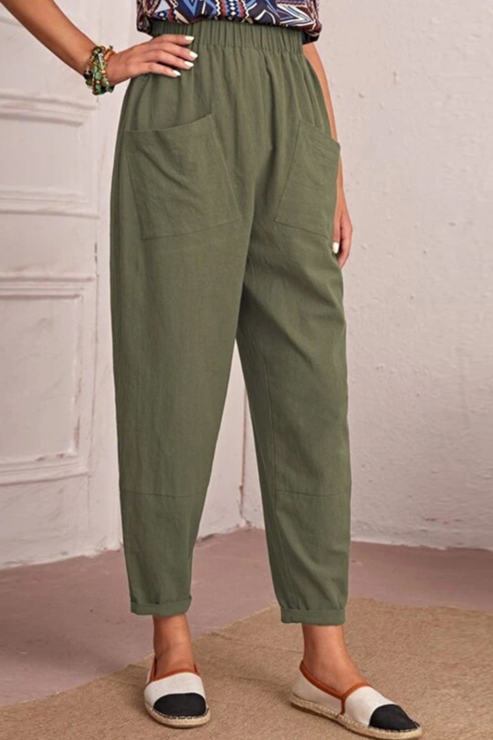Elastic Waist Pocket Tapered Pants – Trendsi | ClozArt