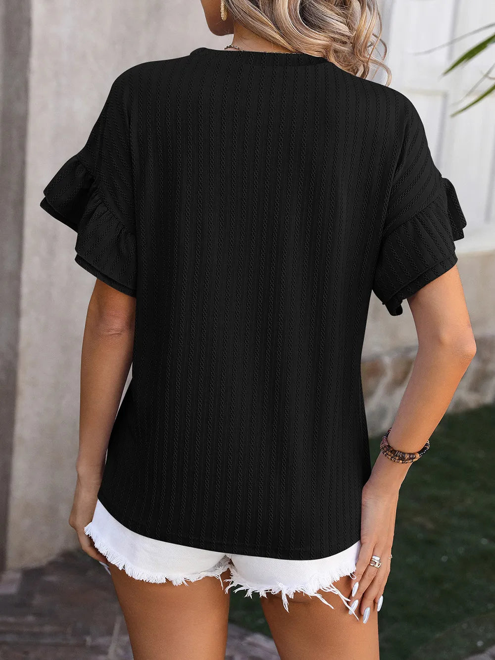 Ruffled Round Neck Short Sleeve Top – Trendsi | ClozArt