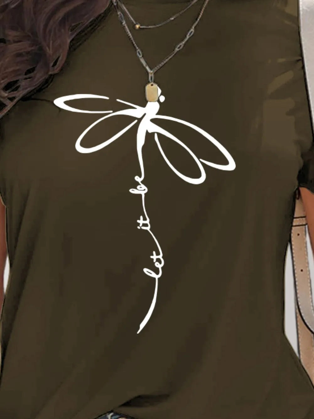Dragonfly Graphic Round Neck Short Sleeve T-Shirt – Trendsi | ClozArt