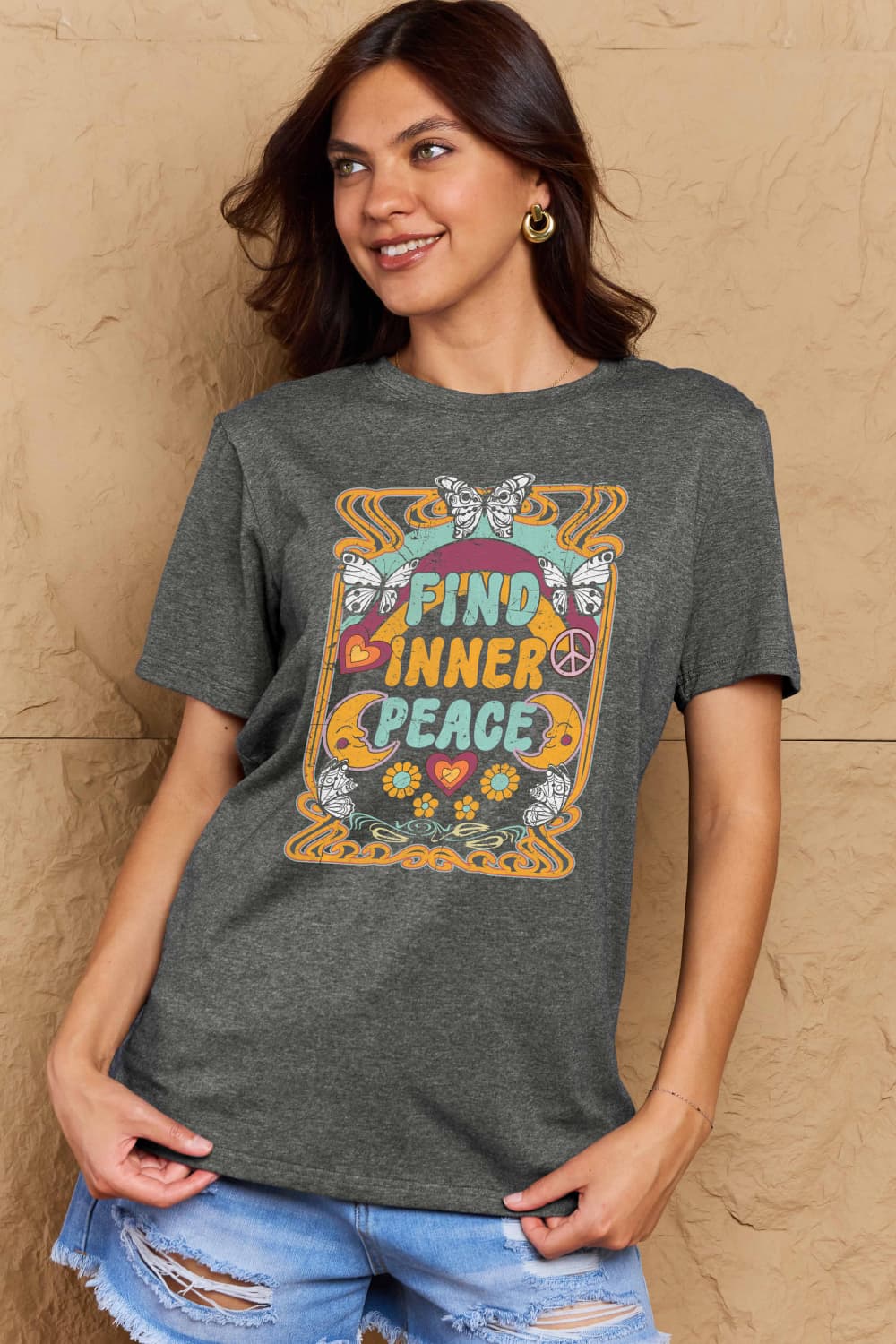 Simply Love Full Size FIND INNER PEACE Graphic Cotton T-Shirt – Trendsi | ClozArt