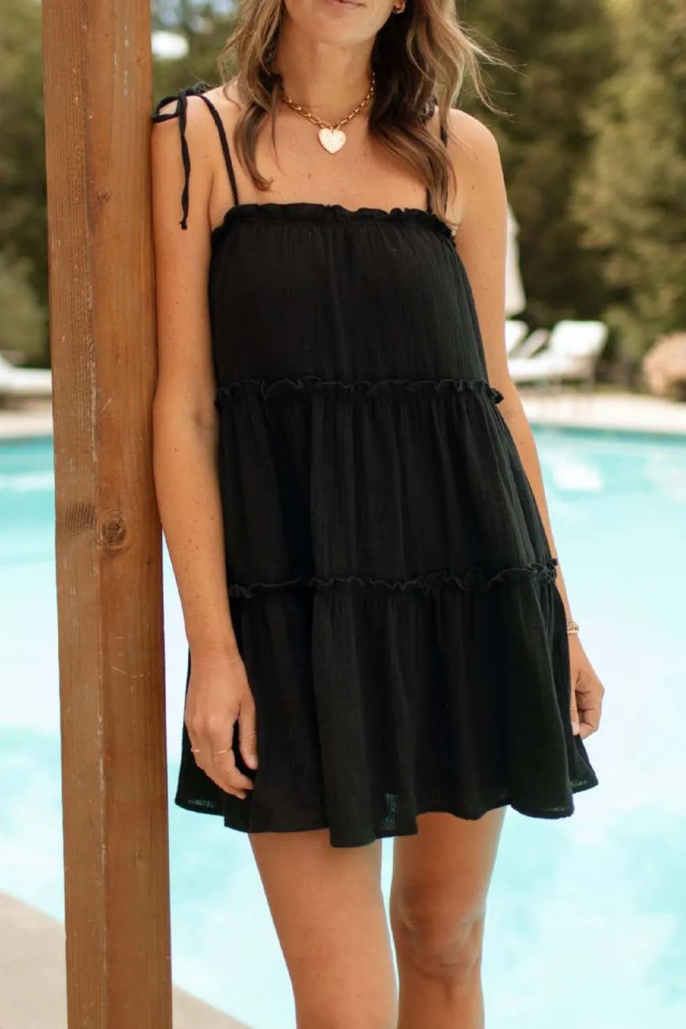 Frill Square Neck Mini Cami Dress – Trendsi | ClozArt