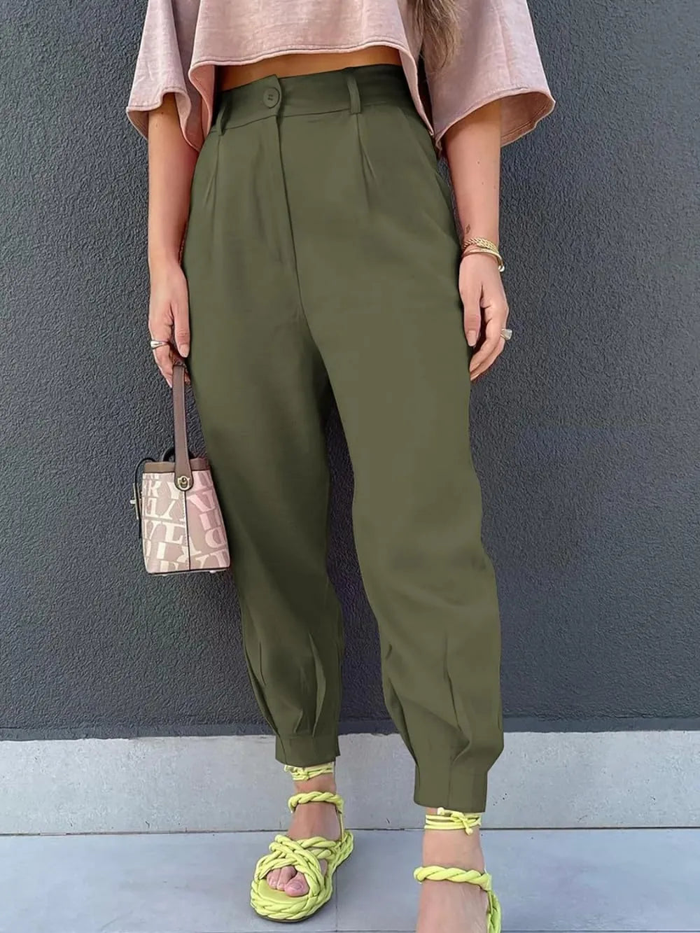 High Waist Cropped Pants – Trendsi | ClozArt