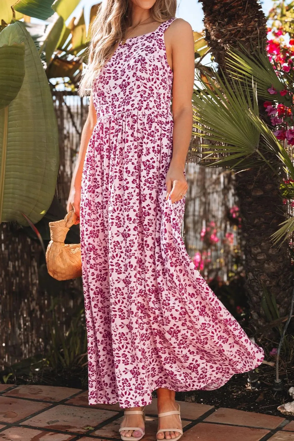 Floral Cutout Back Square Neck Maxi Dress – Trendsi | ClozArt