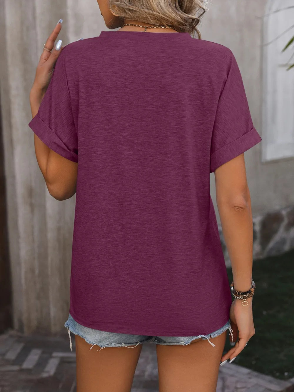 Mandy Notched Buttoned Short Sleeve T-Shirt – Trendsi | ClozArt
