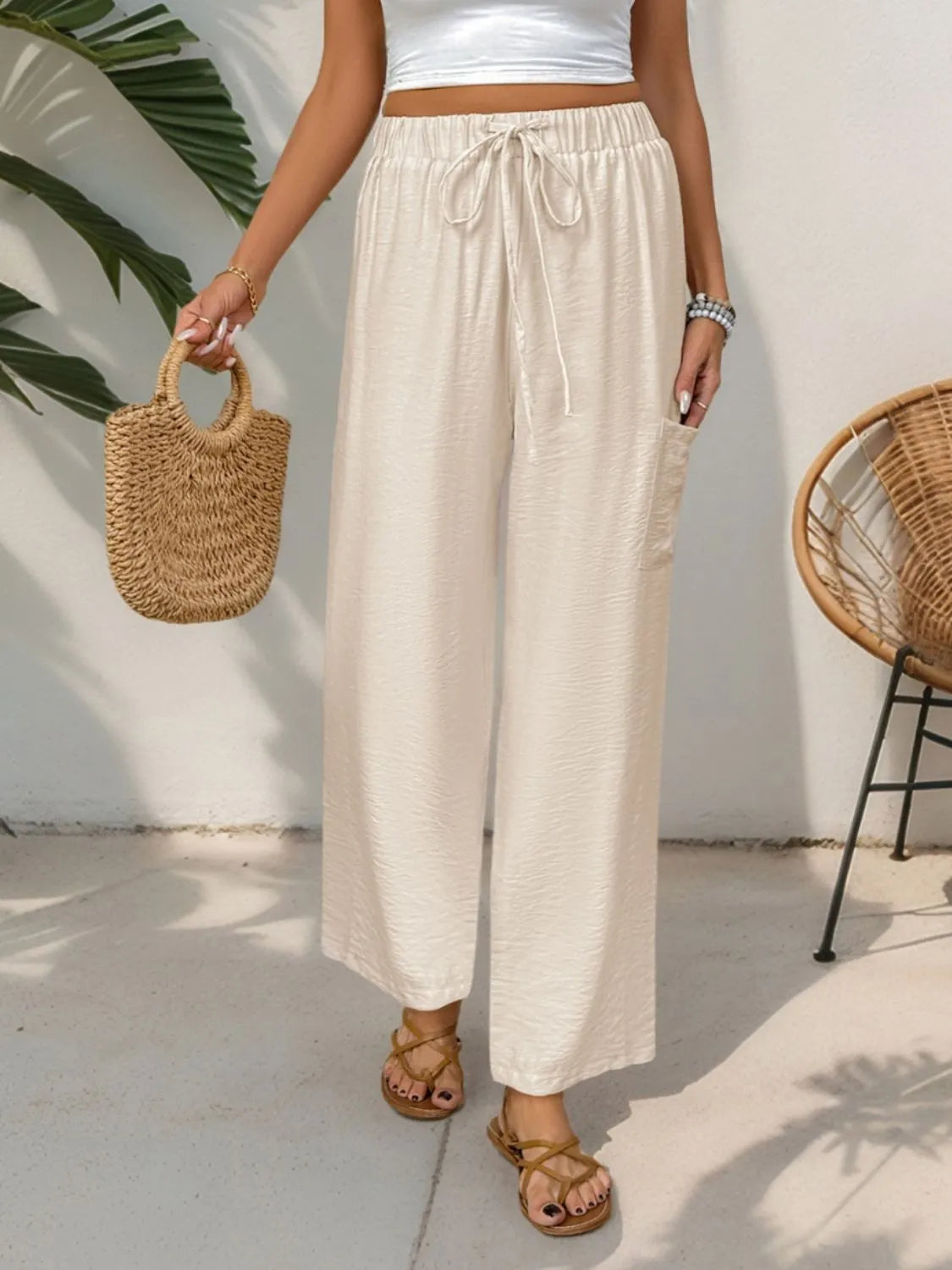 Drawstring Wide Leg Pants – Trendsi | ClozArt