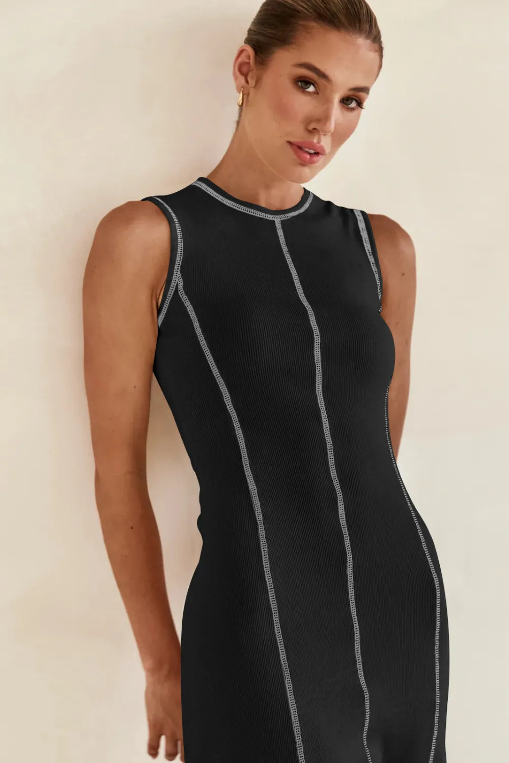 Contrast Stitching Maxi Tank Dress – Trendsi | ClozArt