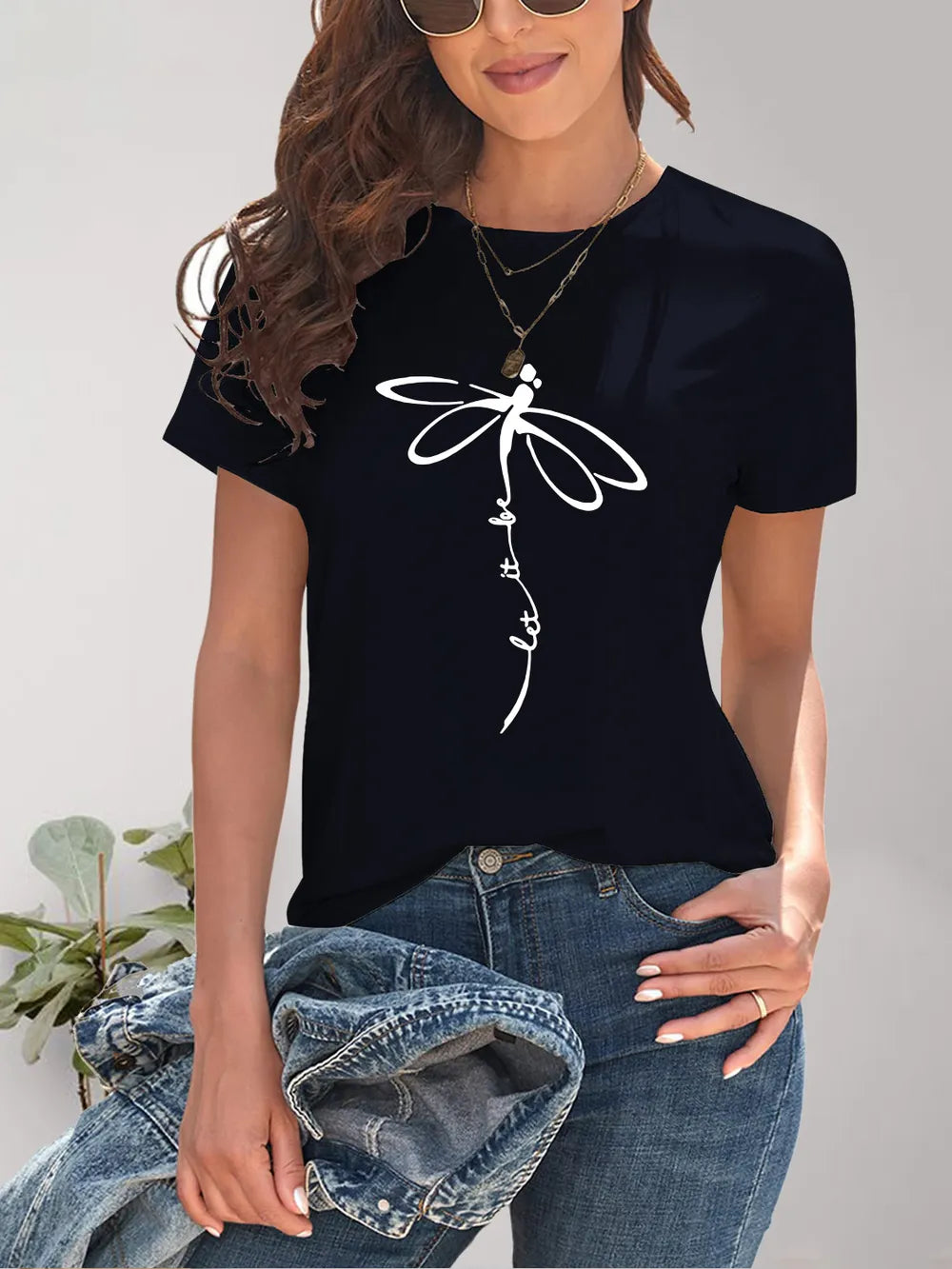 Dragonfly Graphic Round Neck Short Sleeve T-Shirt – Trendsi | ClozArt
