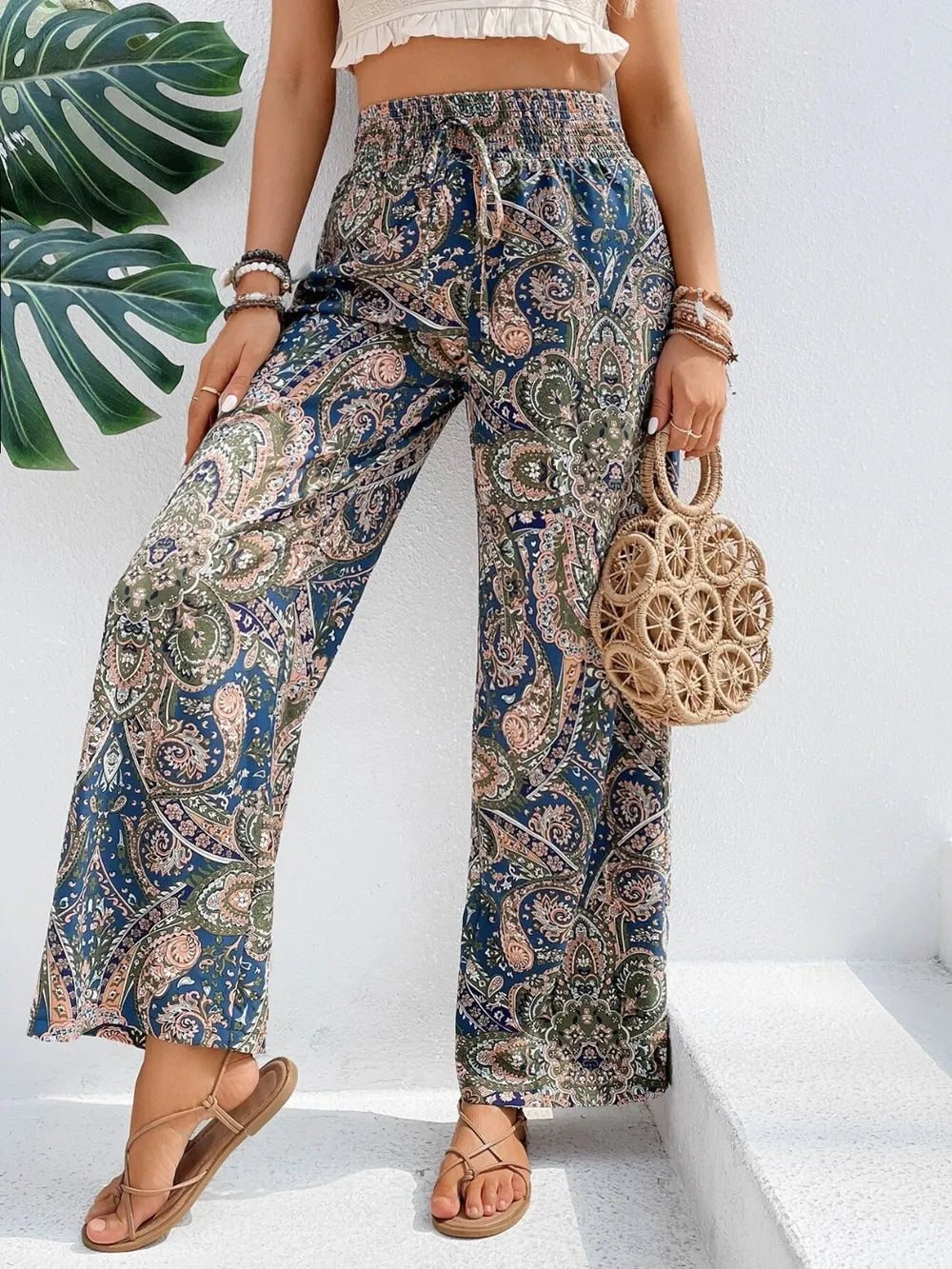 Printed Wide Leg Pants – Trendsi | ClozArt