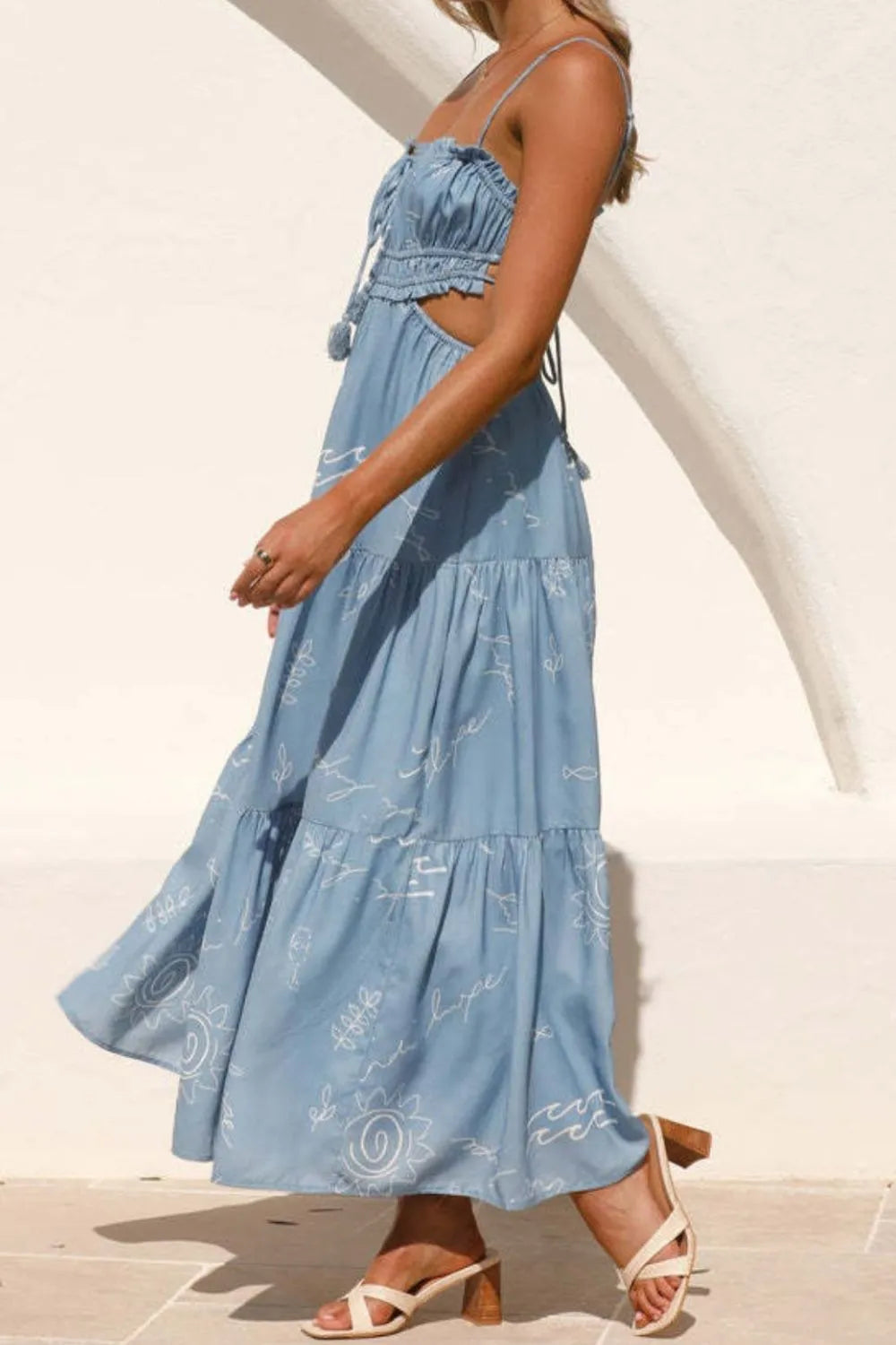 Cutout Printed Sleeveless Midi Cami Dress – Trendsi | ClozArt