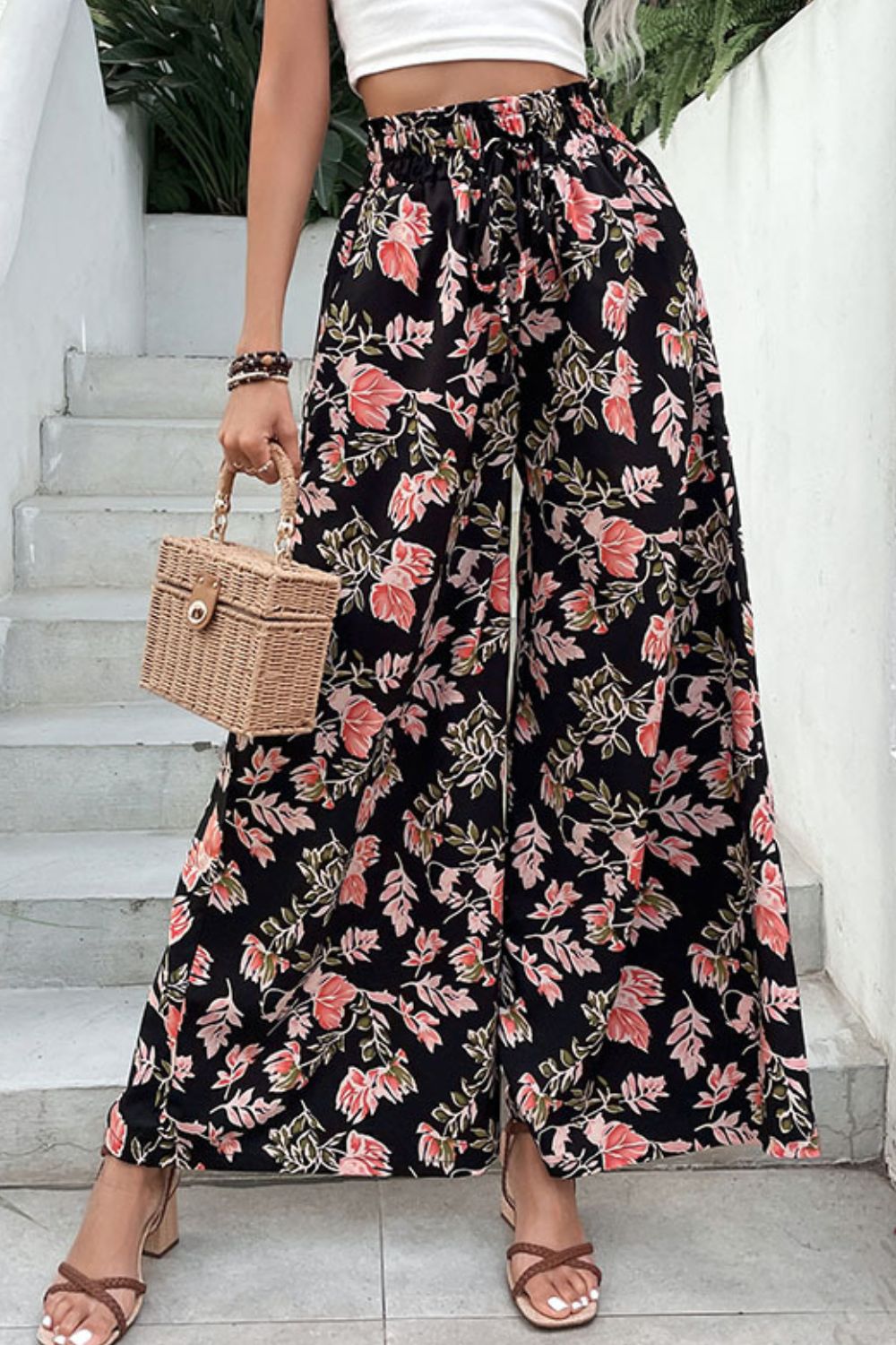 Perfee Floral Pull-On Wide Leg Pants – Trendsi | ClozArt