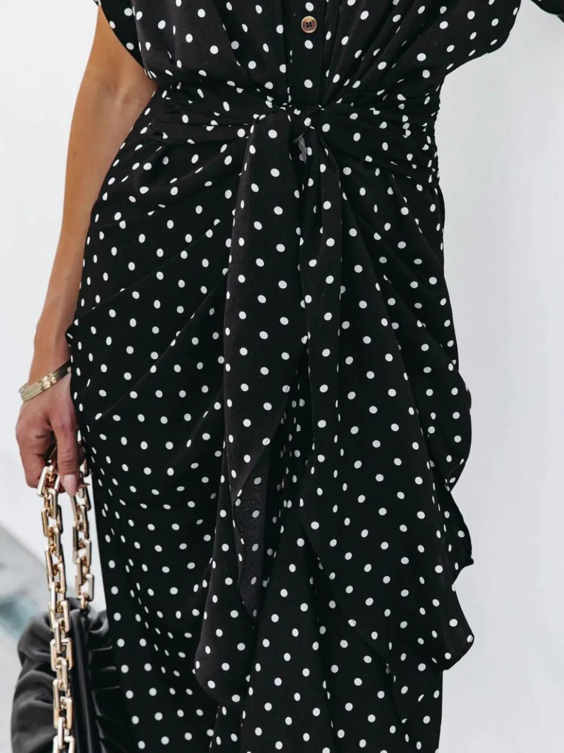 Polka Dot Short Sleeve Midi Dress – Trendsi | ClozArt