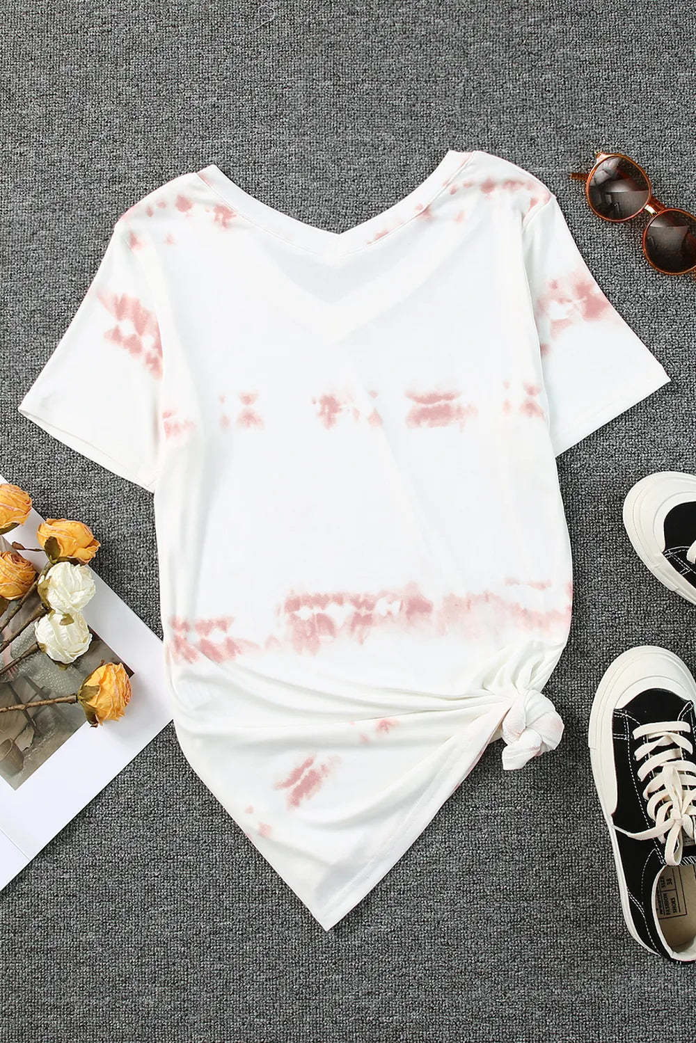 Tie-Dye V-Neck Short Sleeve T-Shirt – Trendsi | ClozArt