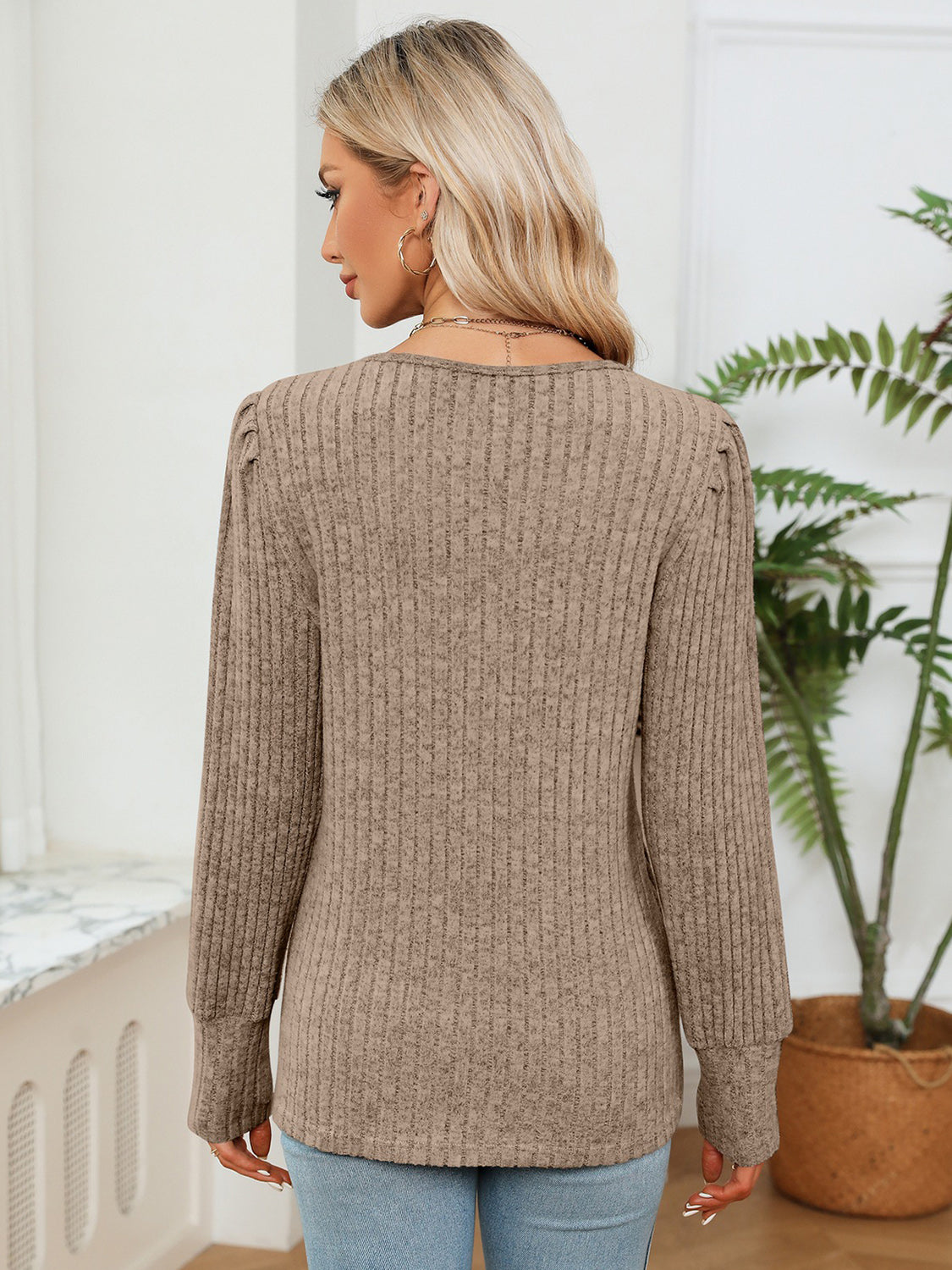 Lace Detail V-Neck Ribbed Blouse – Trendsi | ClozArt