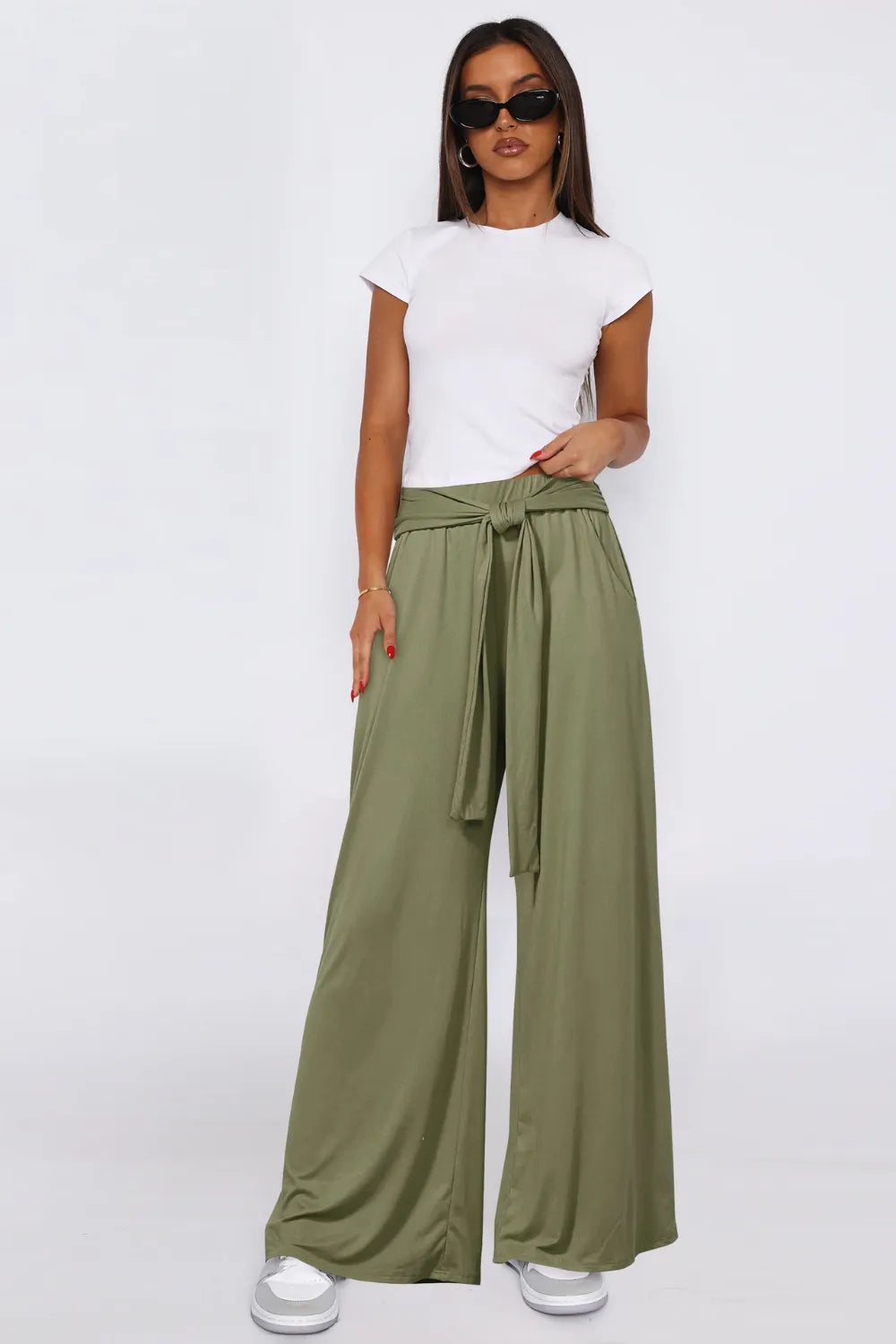 Tied Wide Leg Pants with Pockets – Trendsi | ClozArt