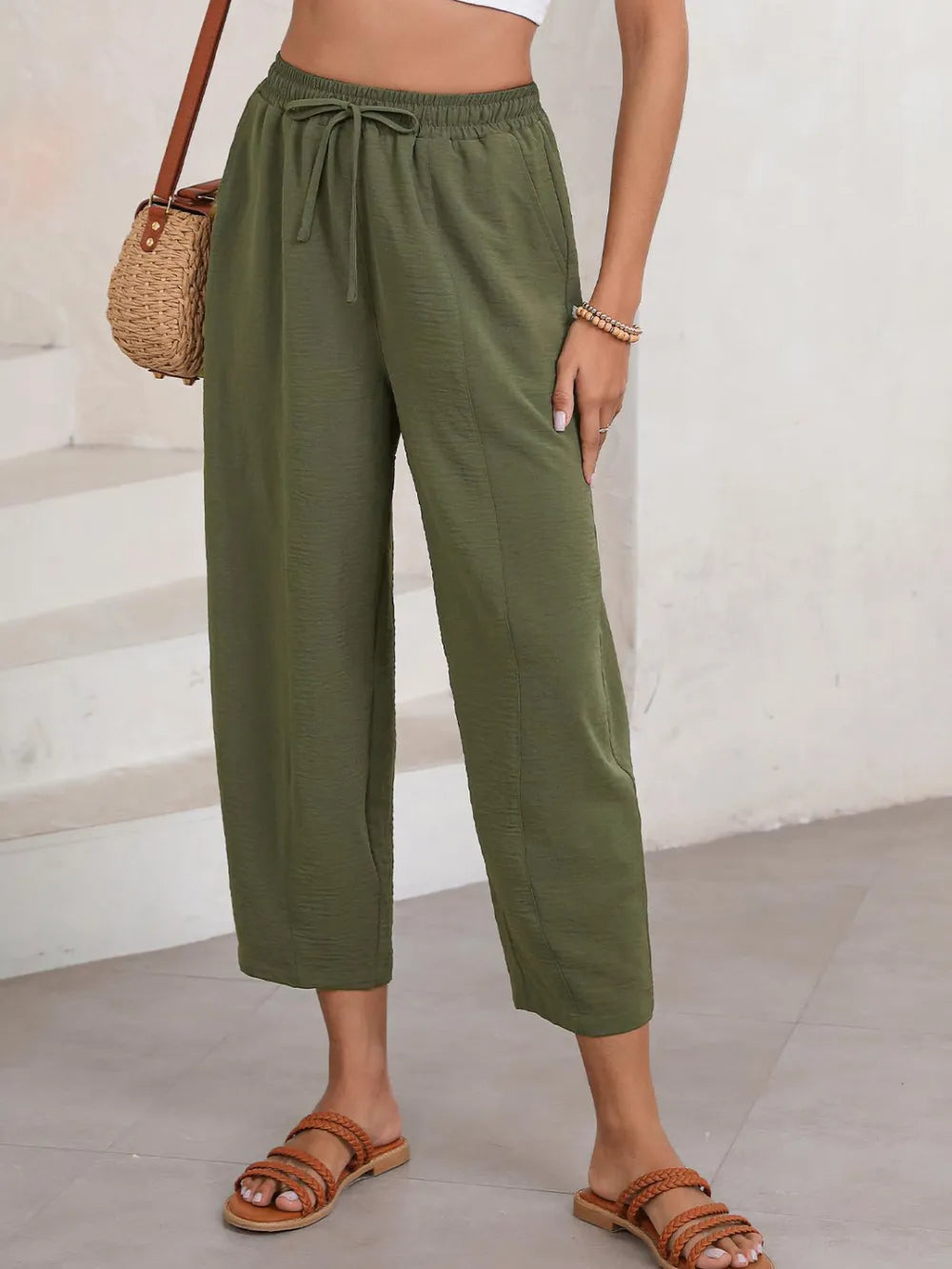 Full Size Drawstring Cropped Jogger Pants Plus Size – Trendsi | ClozArt