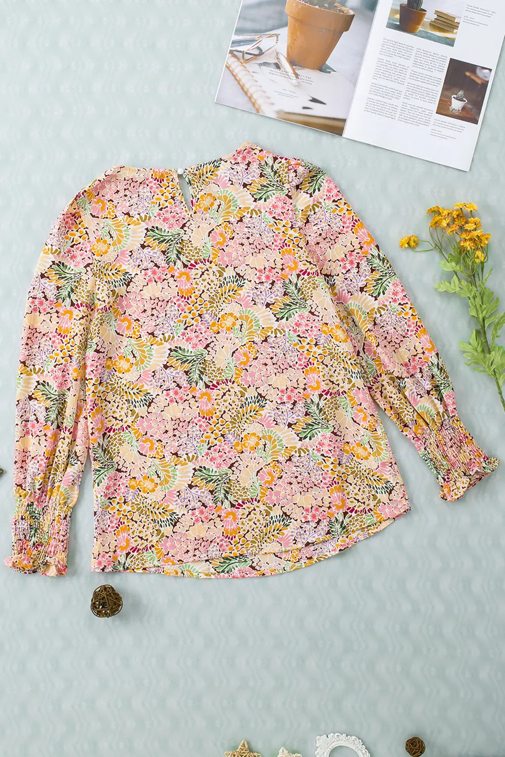 Floral Print Long Puff Sleeve Blouse – Trendsi | ClozArt