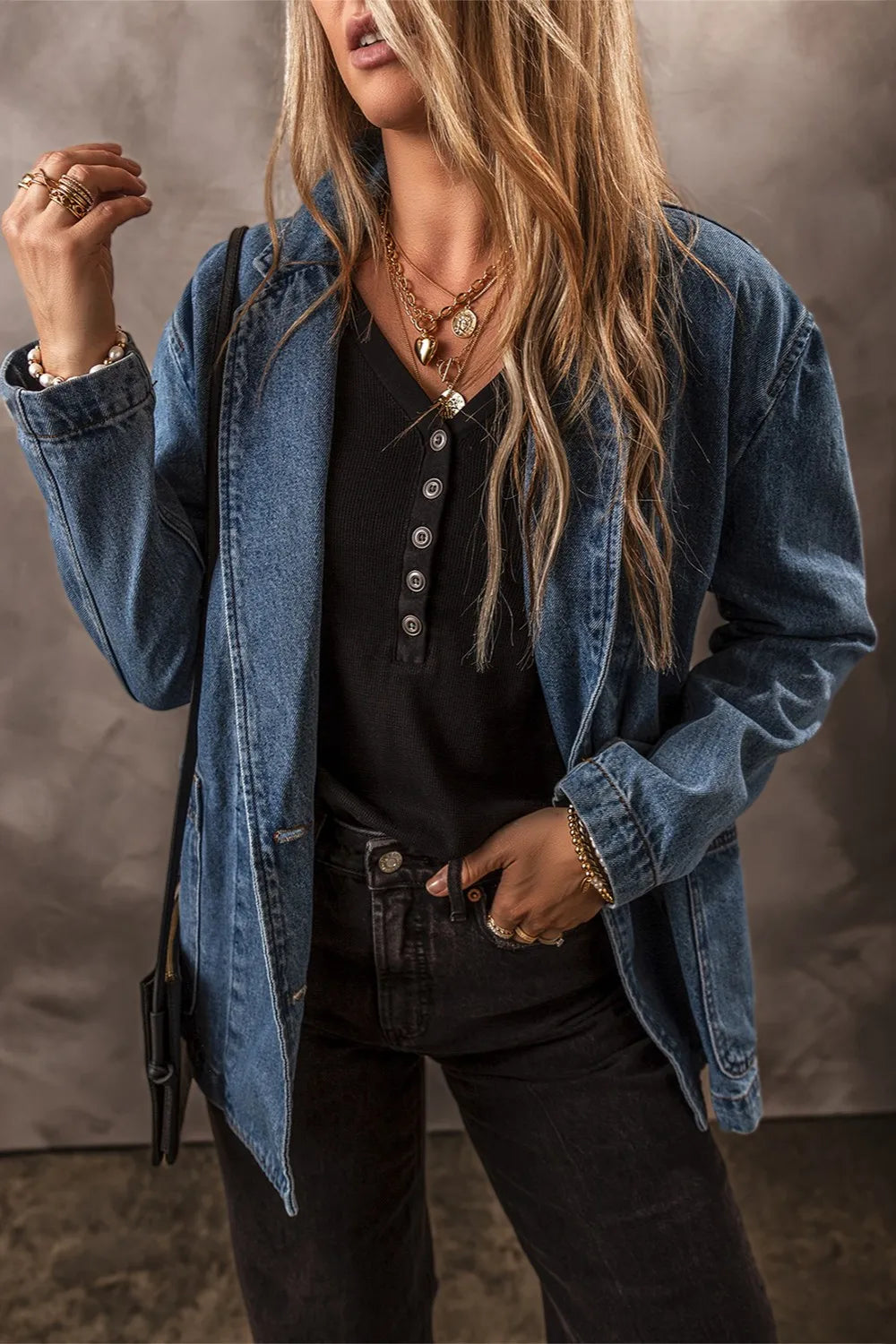 Pocketed Long Sleeve Denim Jacket – Trendsi | ClozArt