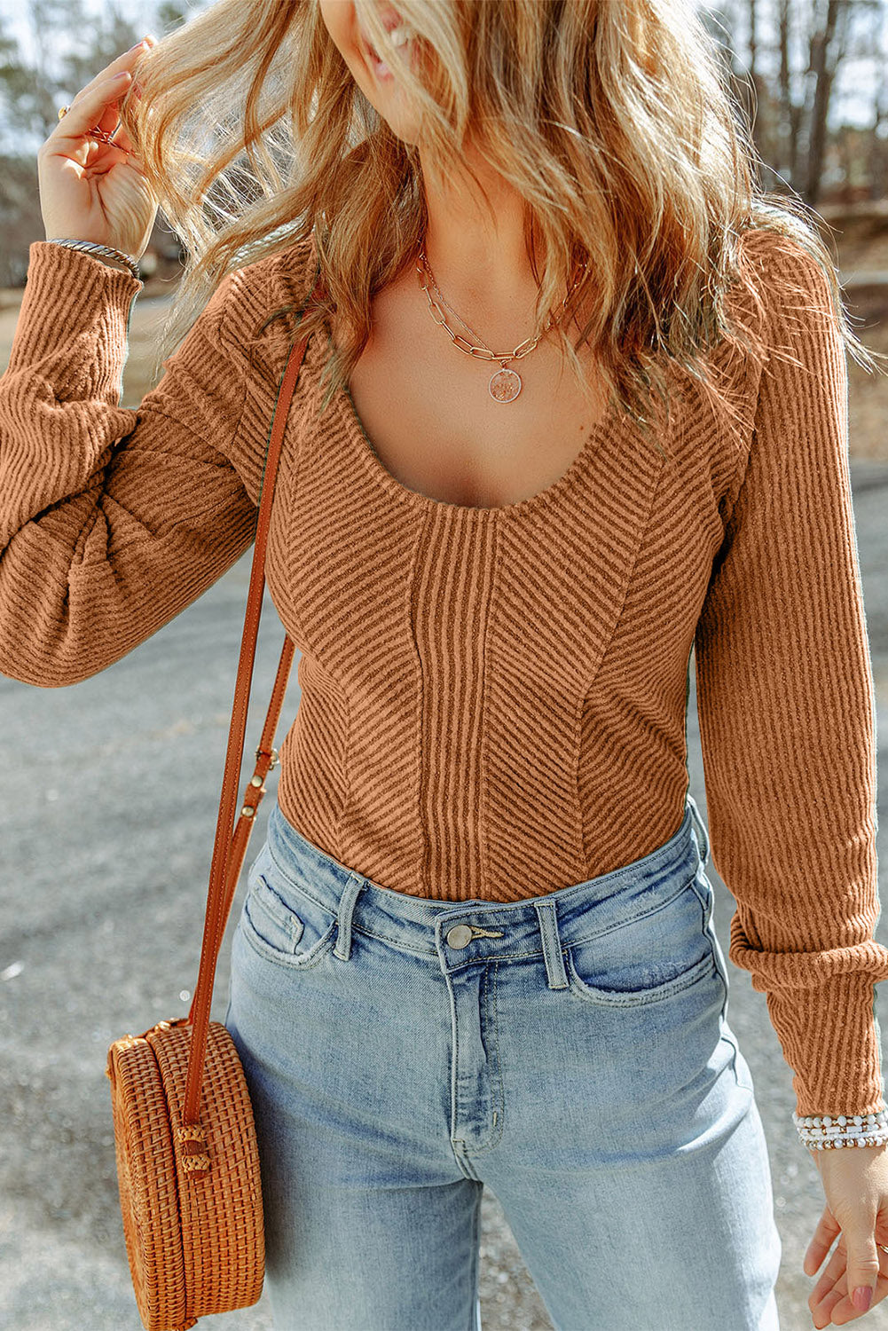 Scoop Neck Long Sleeve Top – Trendsi | ClozArt