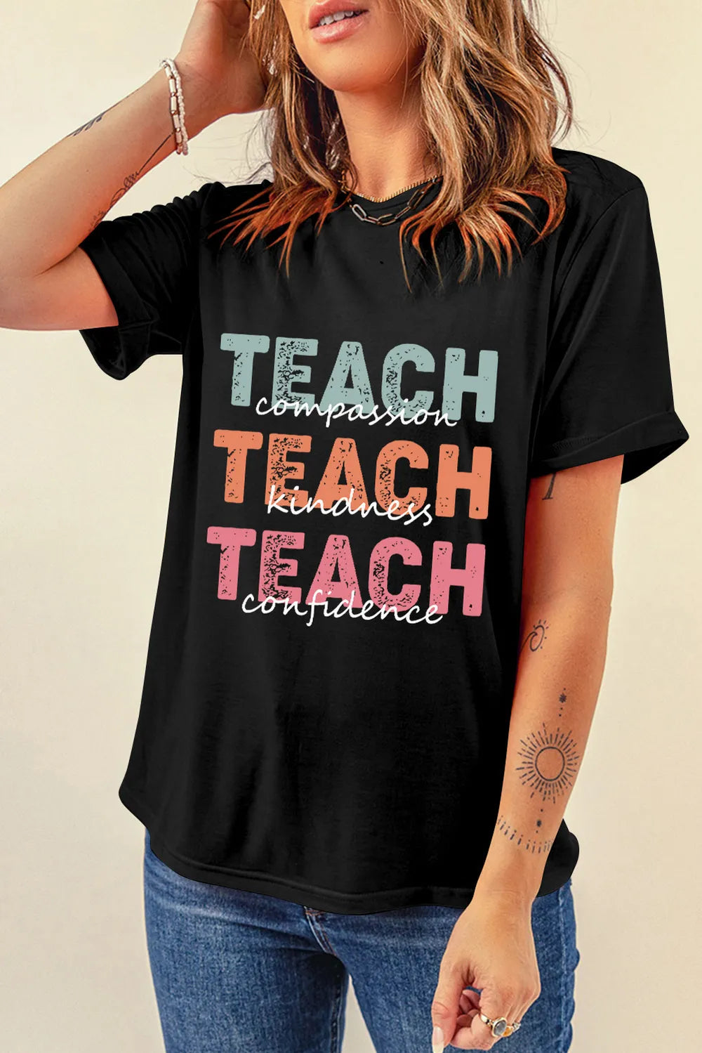 Letter Graphic Round Neck Short Sleeve T-Shirt – Trendsi | ClozArt