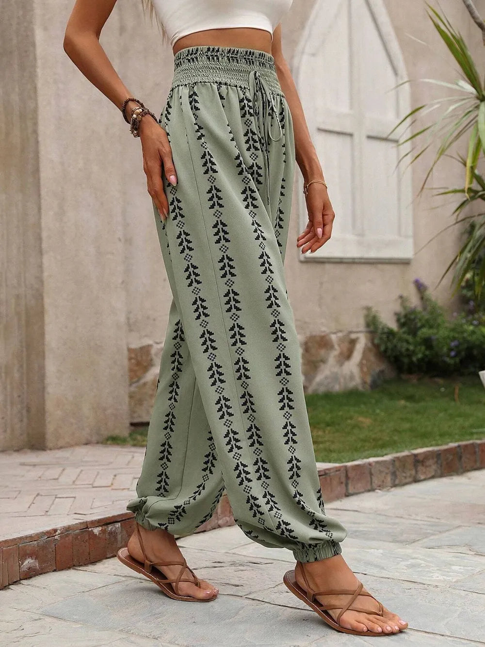 Tied Printed High Waist Pants – Trendsi | ClozArt