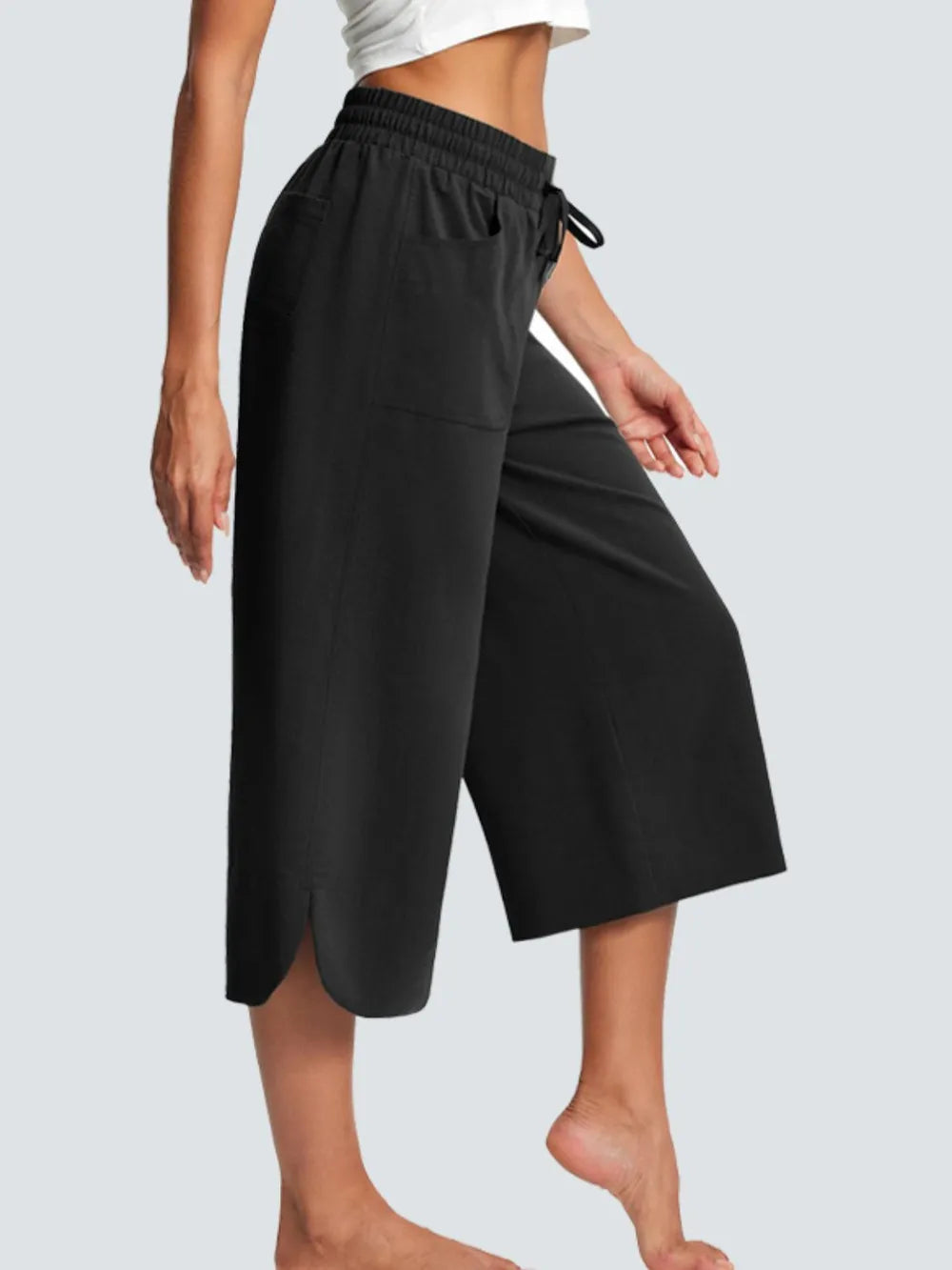 Full Size Drawstring Wide Leg Capris Pants Plus Size – Trendsi | ClozArt