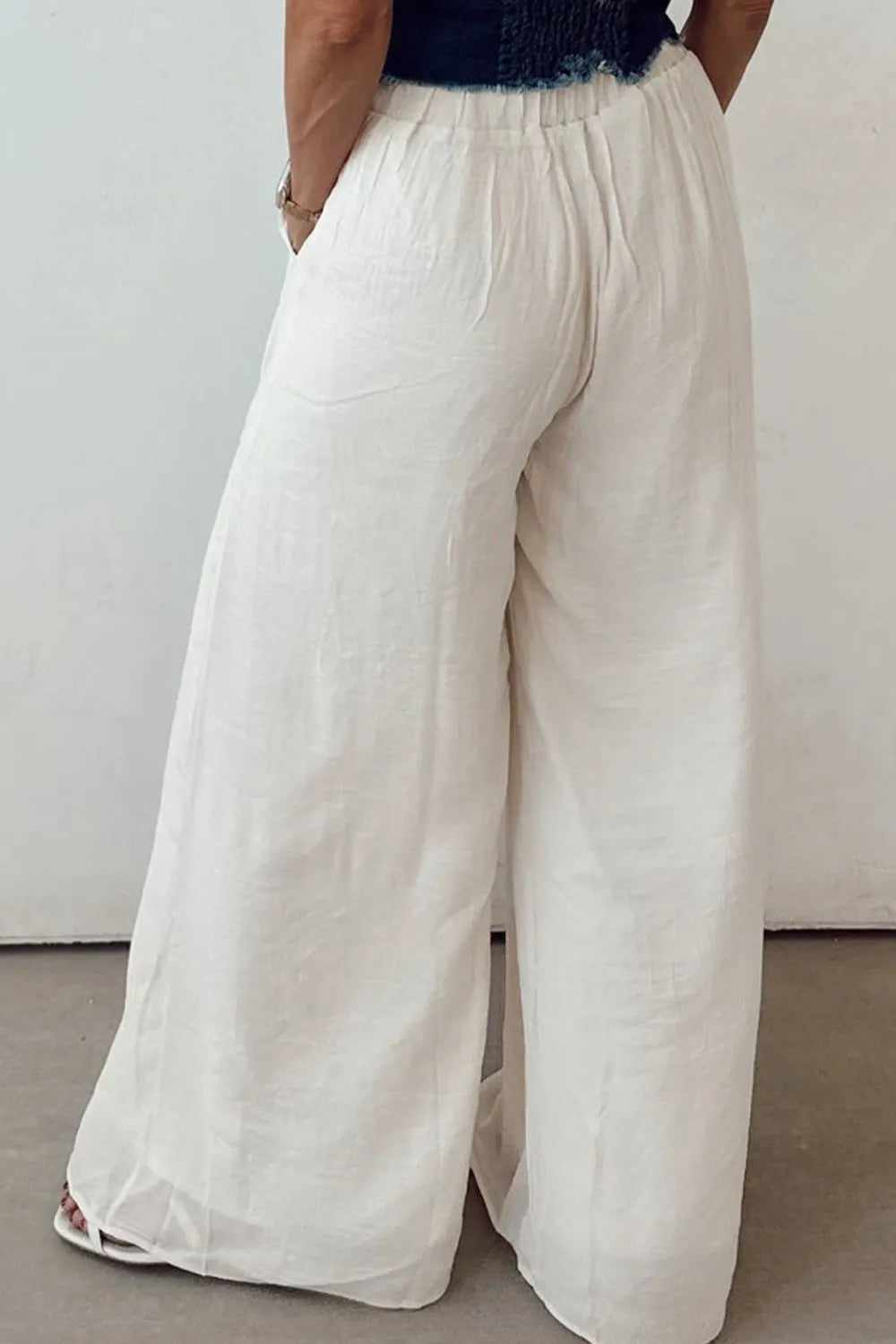 Tie Waist Pleated Wide Leg Pants – Trendsi | ClozArt