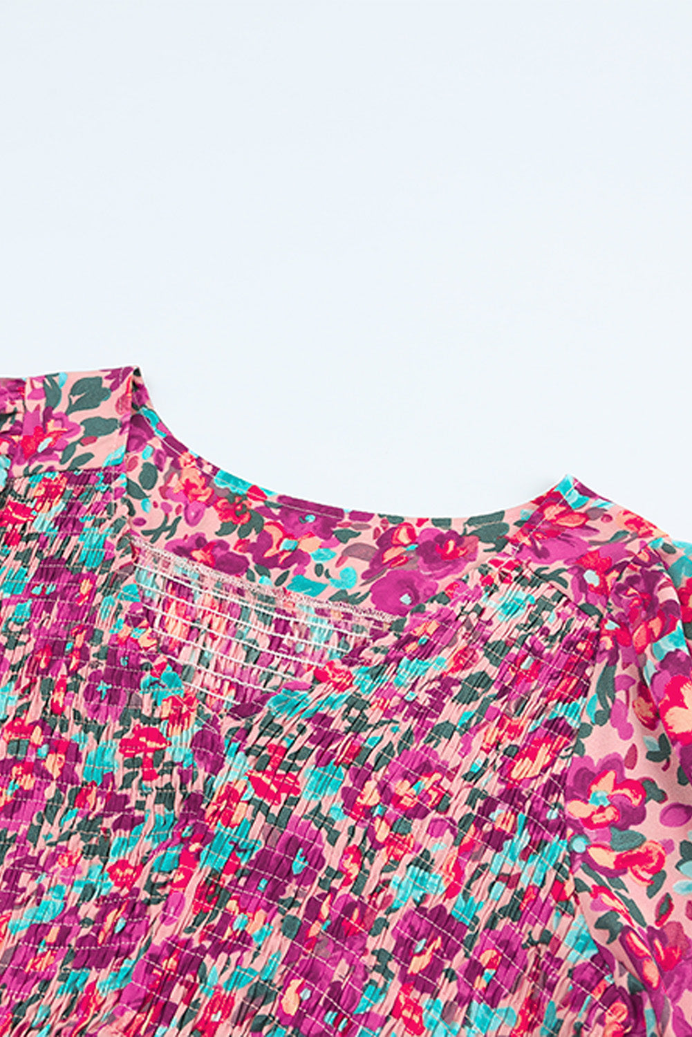 Floral Smocked V-Neck Flounce Sleeve Dress – Trendsi | ClozArt