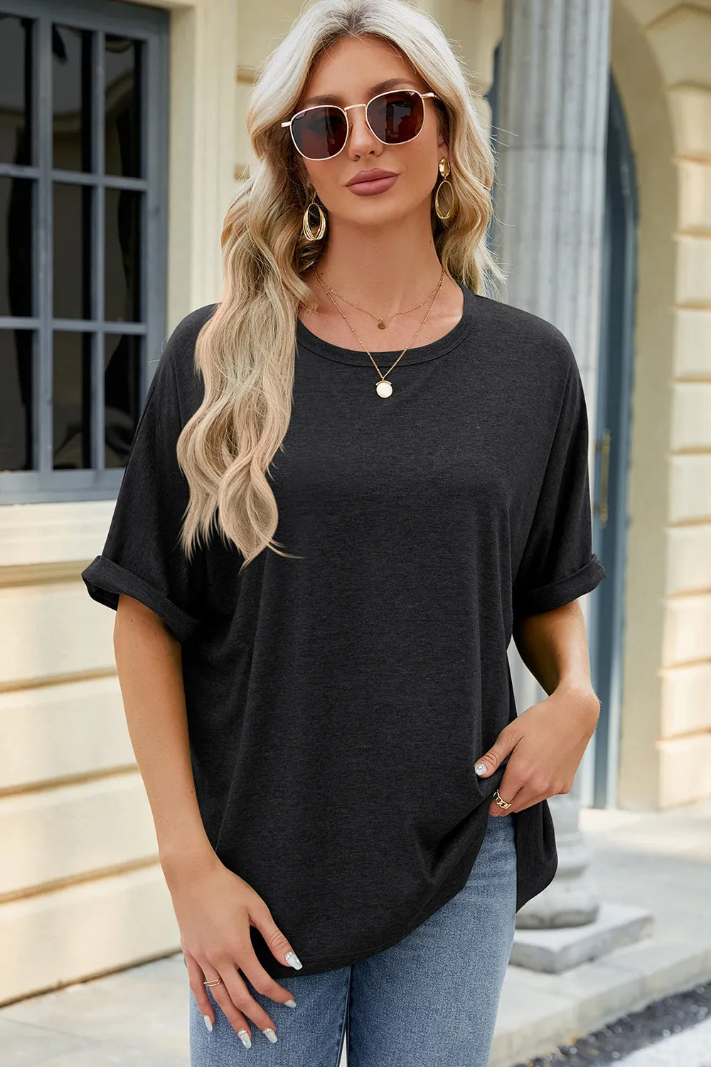 Round Neck Half Sleeve T-Shirt – Trendsi | ClozArt