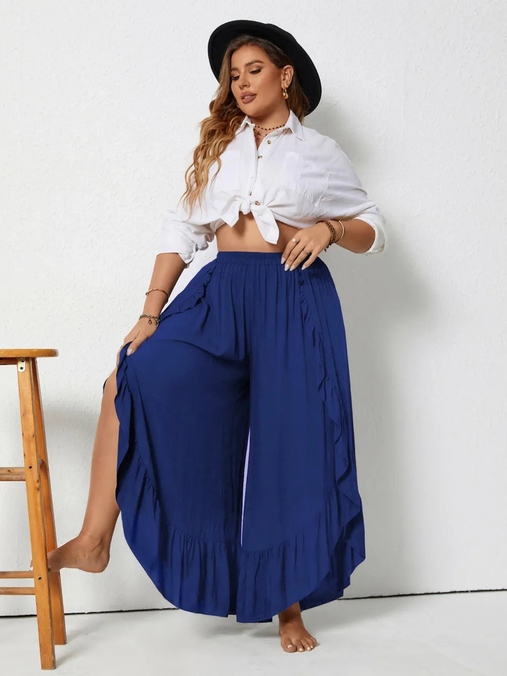 Plus Size Ruffled Wide Leg Pants – Trendsi | ClozArt