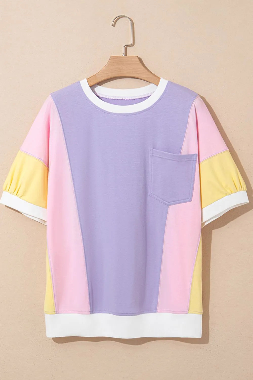 Color Block Patchwork Half Sleeve Oversized T Shirt – Trendsi | ClozArt