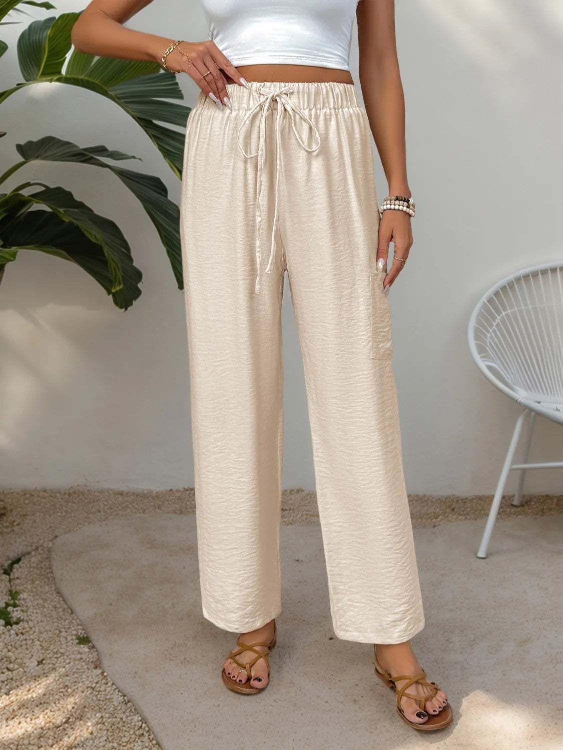 Drawstring Wide Leg Pants – Trendsi | ClozArt