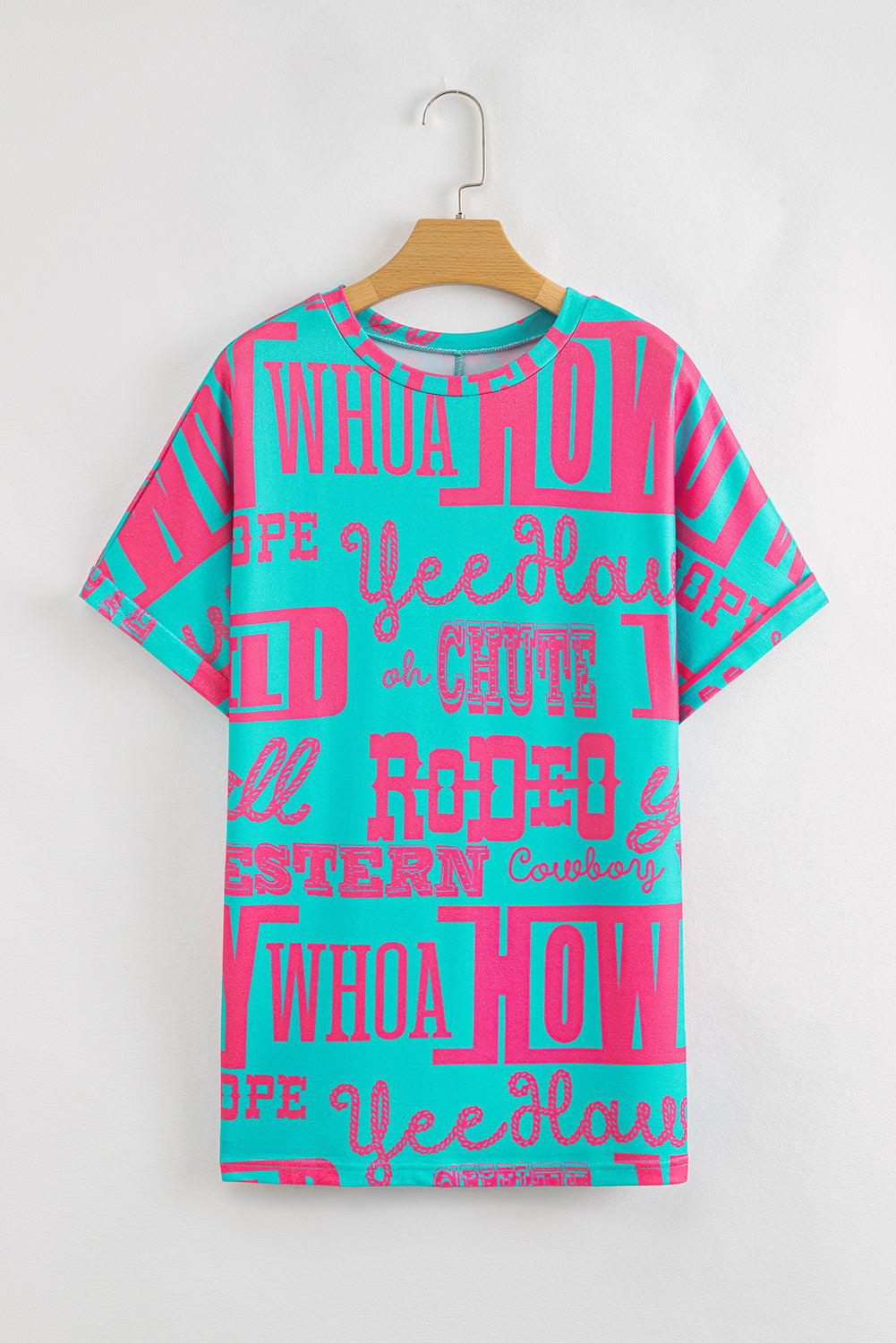 Rose Cowboy Letter Print Graphic Loose Tee – Shewin | ClozArt