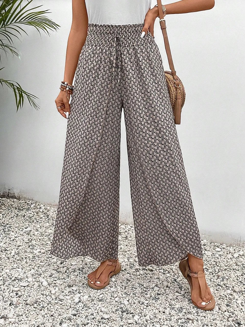 Tied Printed Wide Leg Pants – Trendsi | ClozArt