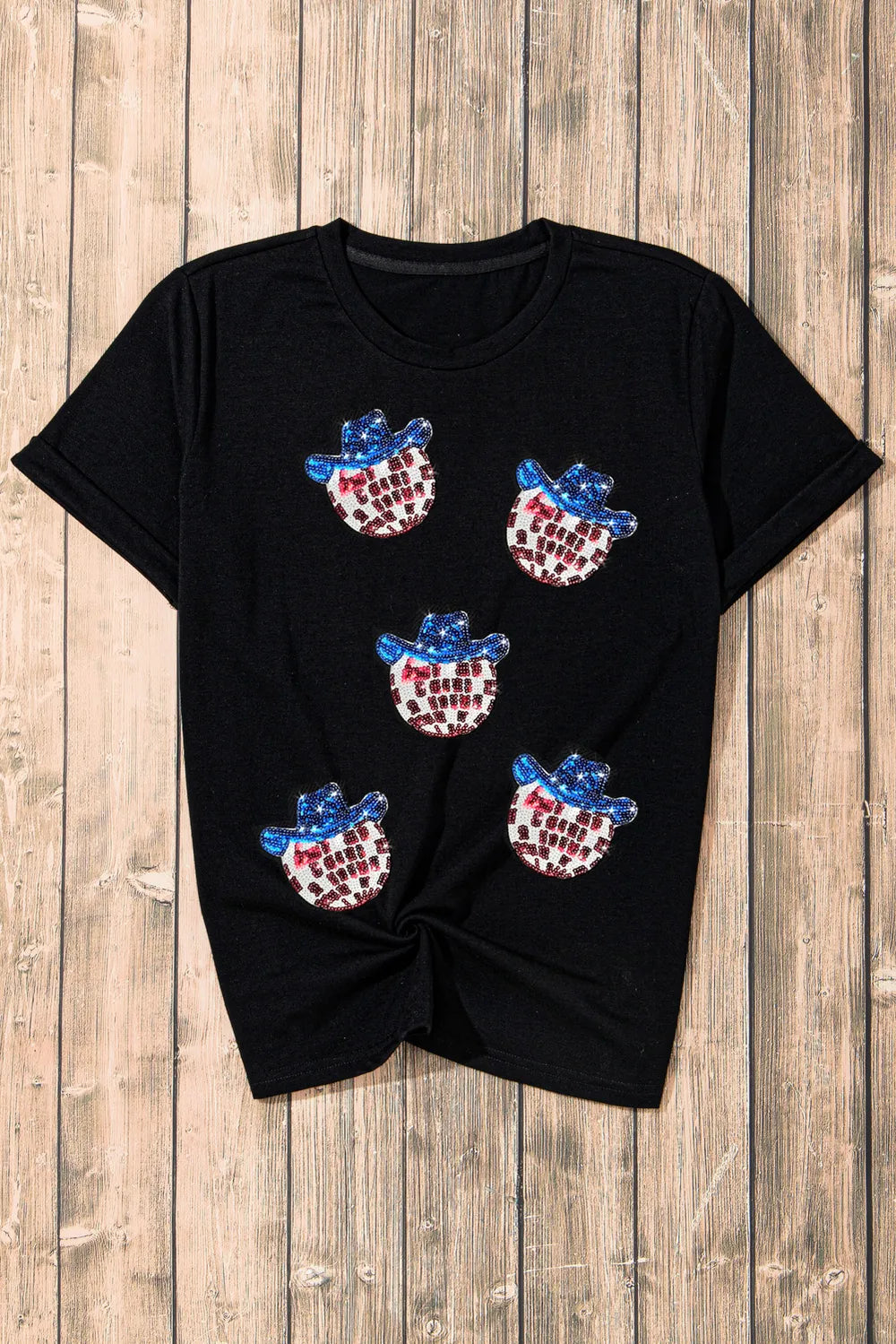 Sequin Round Neck Short Sleeve T-Shirt – Trendsi | ClozArt