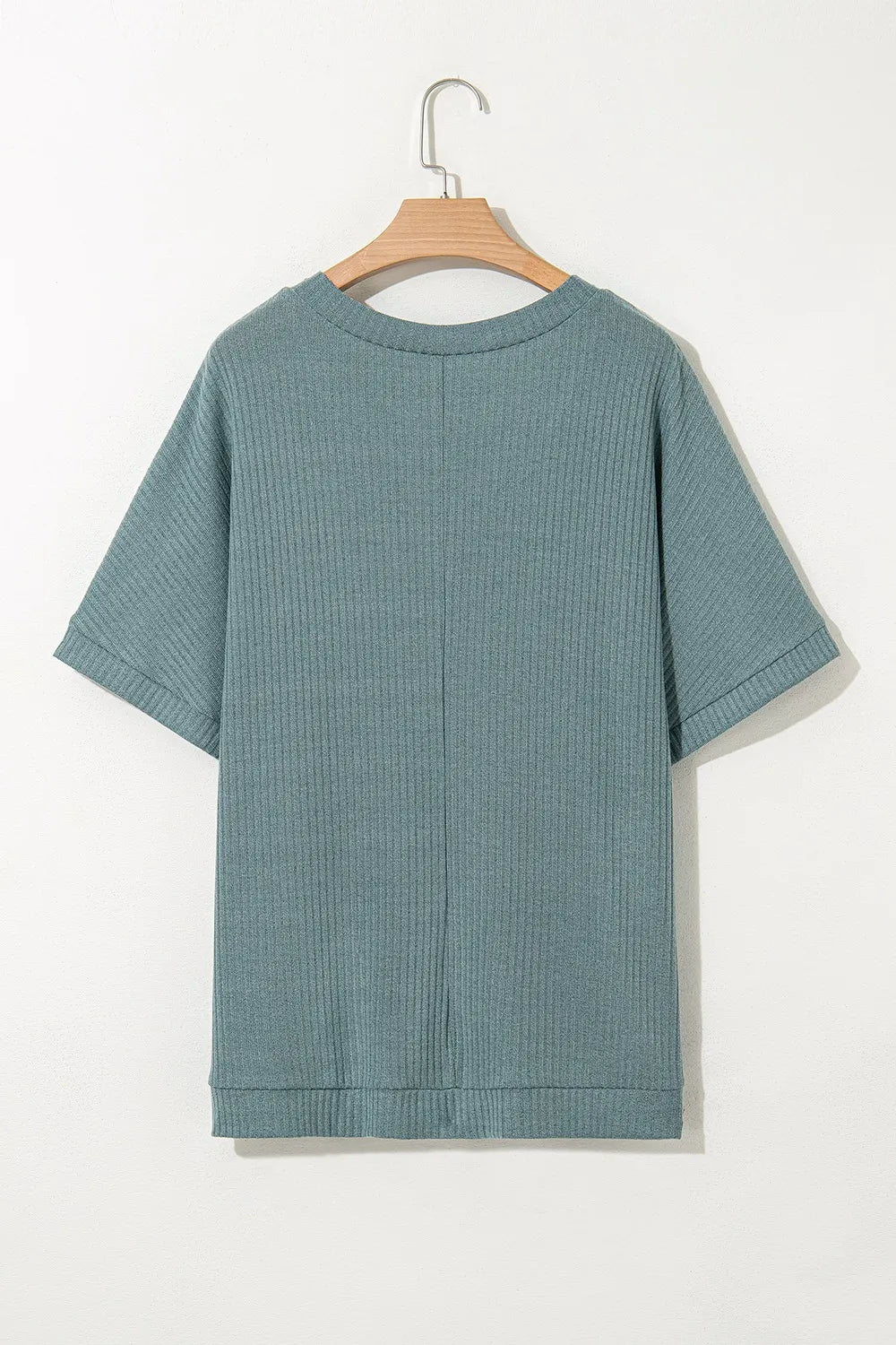 Oversized Ribbed Knit V Neck Dolman Short Sleeve Top – Trendsi | ClozArt