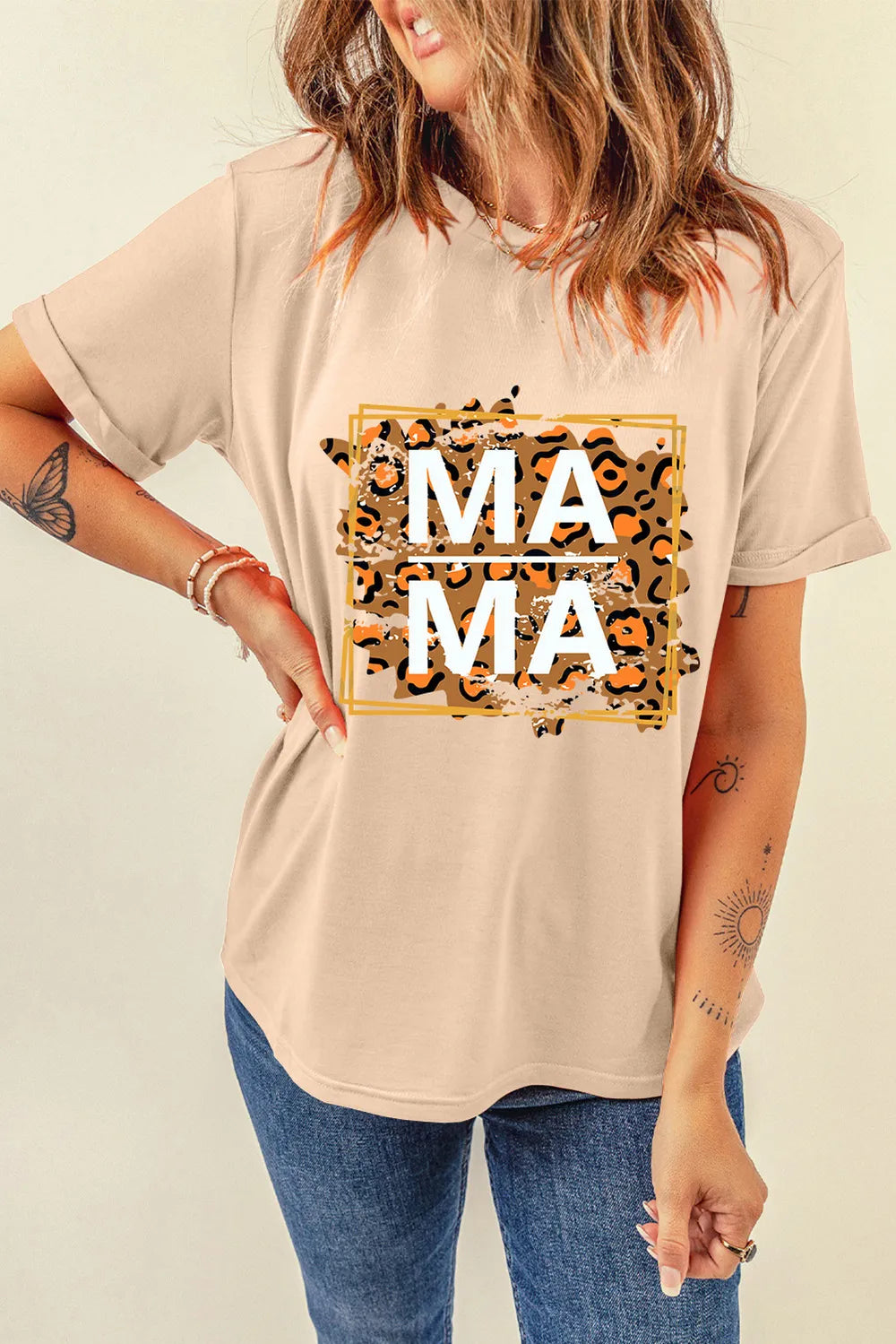 MAMA Round Neck Short Sleeve T-Shirt – Trendsi | ClozArt