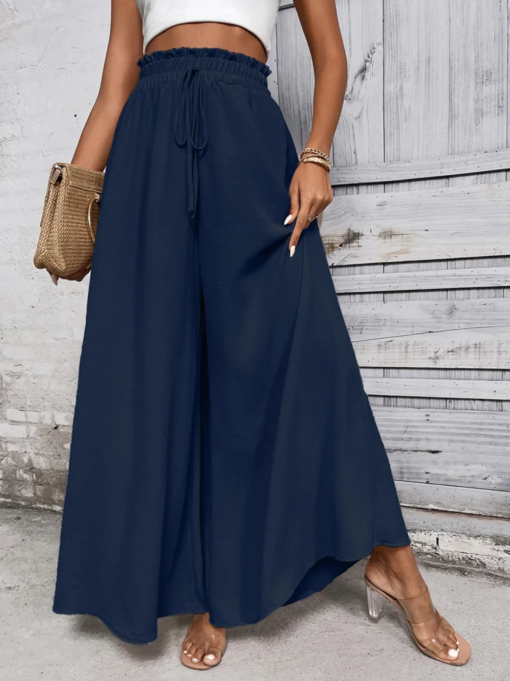 Honey Tied High Waist Wide Leg Pants – Trendsi | ClozArt