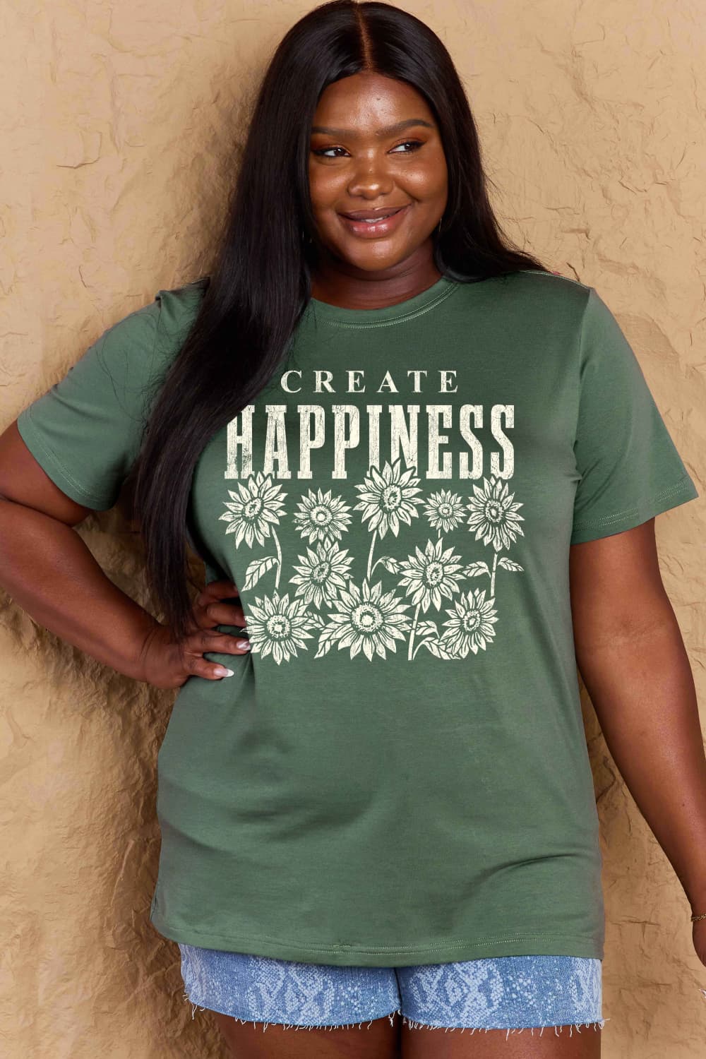 Simply Love Full Size CREATE HAPPINESS Graphic Cotton T-Shirt – Trendsi | ClozArt