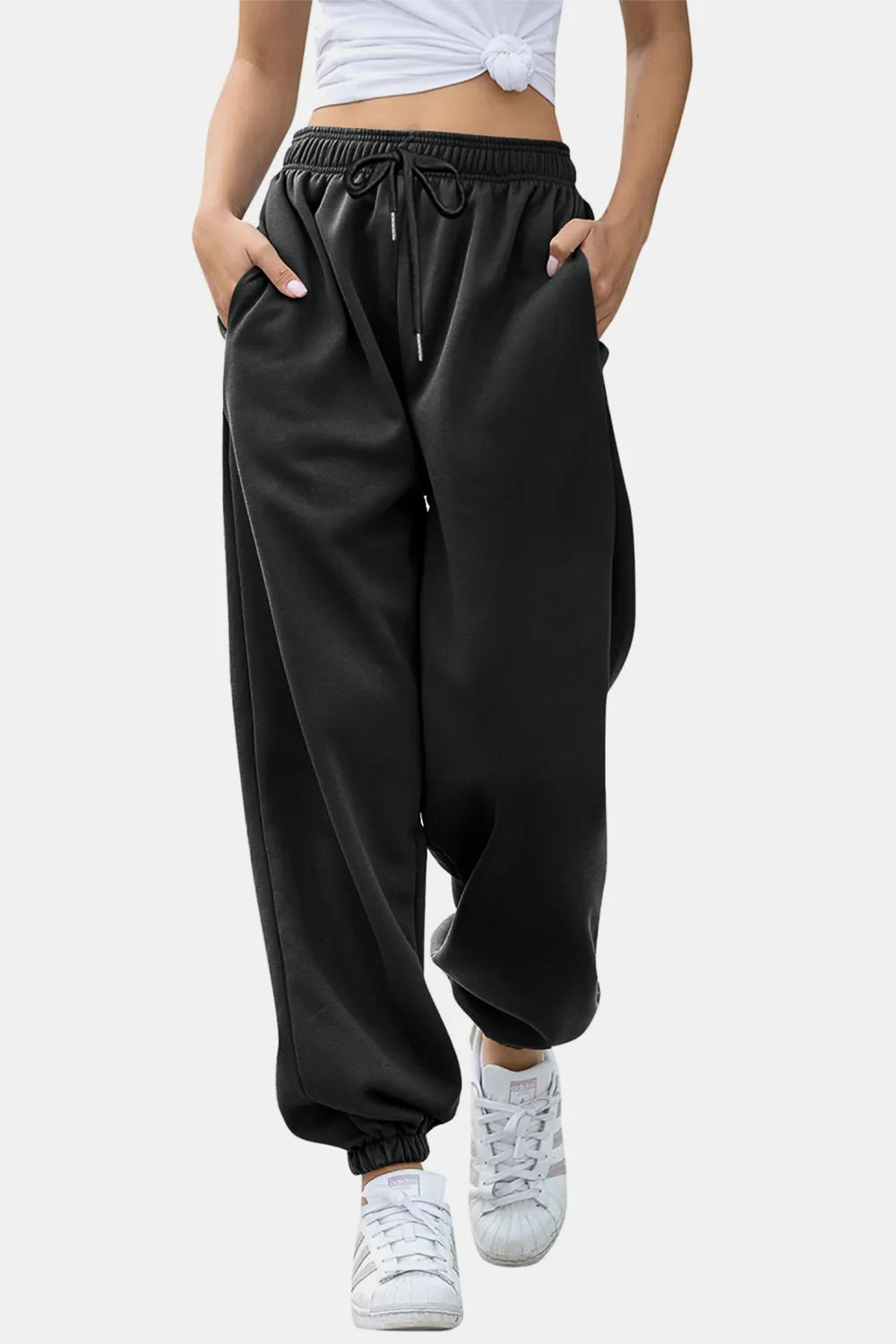 Elastic Waist Joggers with Pockets – Trendsi | ClozArt