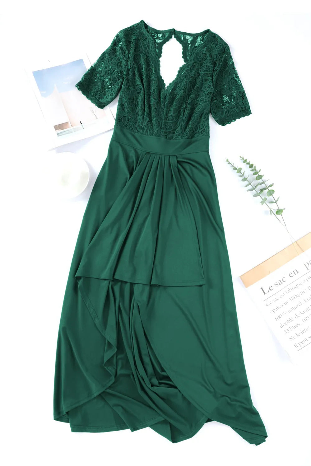 Lace Cutout V-Neck Short Sleeve Dress – Trendsi | ClozArt