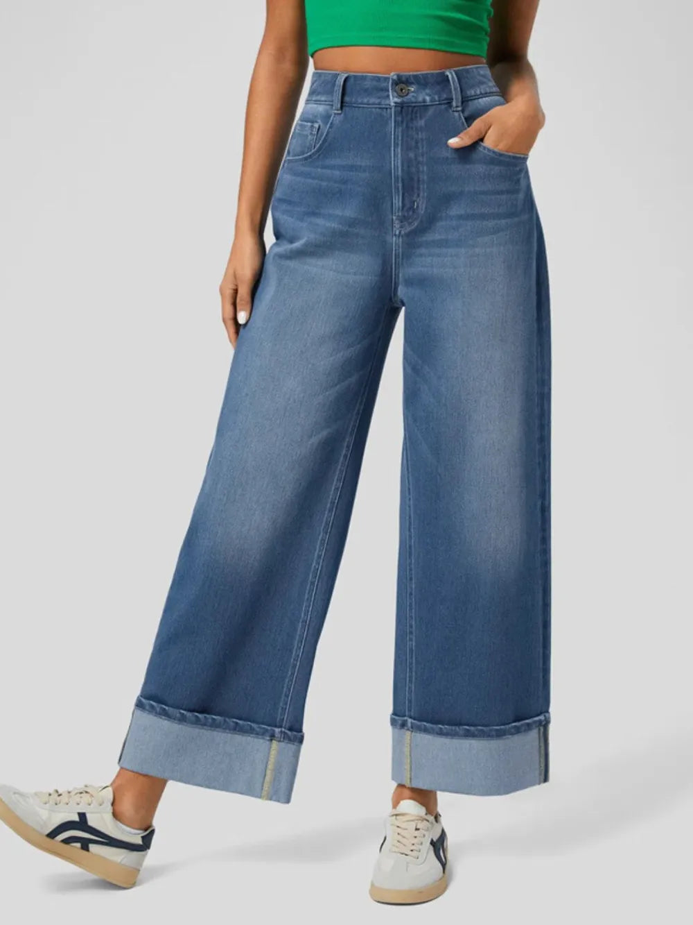 High Rise Rolled Straight Leg Jeans – Trendsi | ClozArt