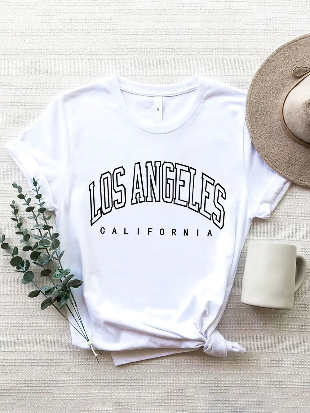 LOS ANGELES CALIFORNIA Round Neck T-Shirt – Trendsi | ClozArt