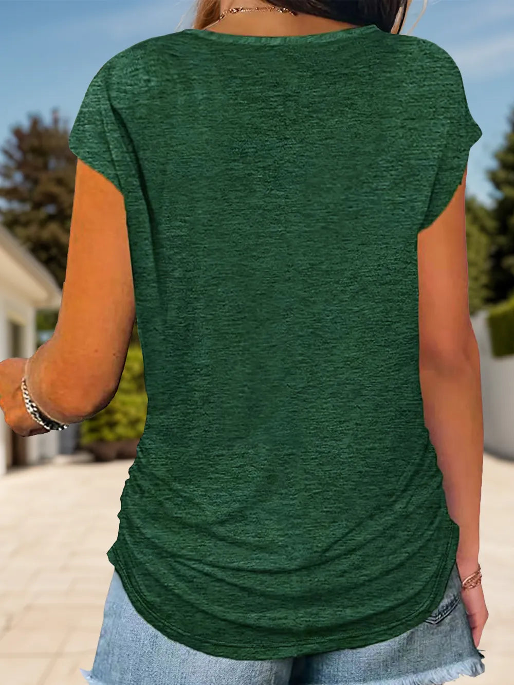 Full Size Half Zip Cap Sleeve T-Shirt – Trendsi | ClozArt