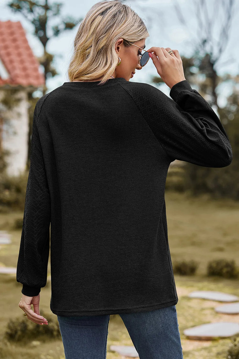 Eyelet Round Neck Long Sleeve T-Shirt – Trendsi | ClozArt