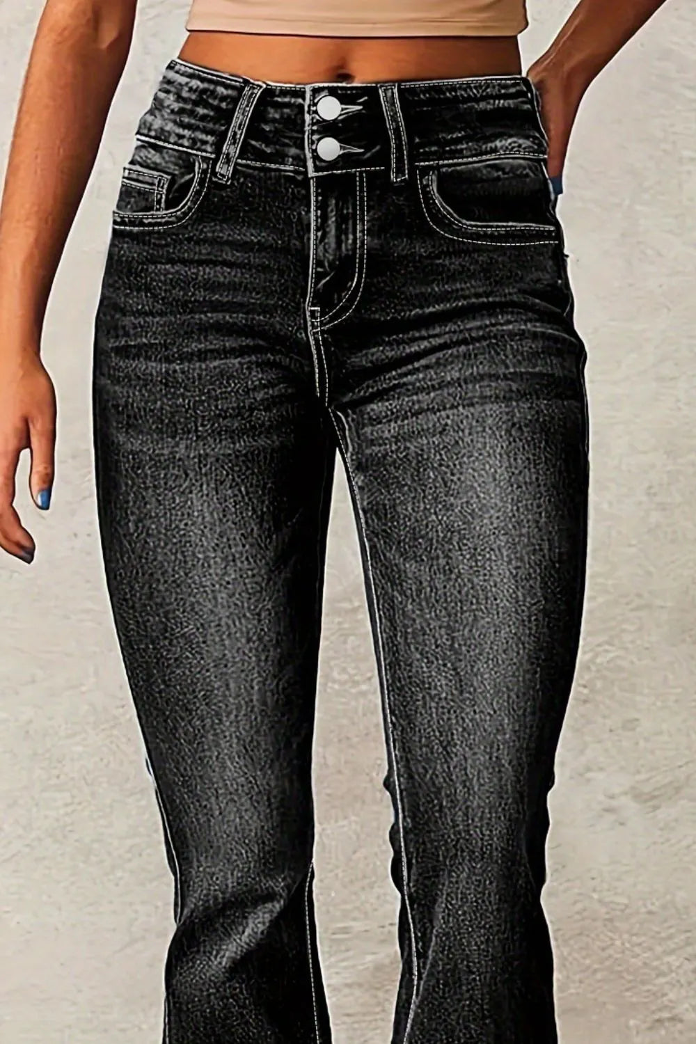 Cat Whisker Washed Bootcut Jeans – Trendsi | ClozArt